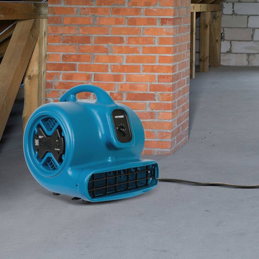 Alt View 9. XPOWER - 1/3 HP 2400 CFM 3 Speed, Carpet Dryer, Blower with Built-in GFCI Power Outlets - Blue.