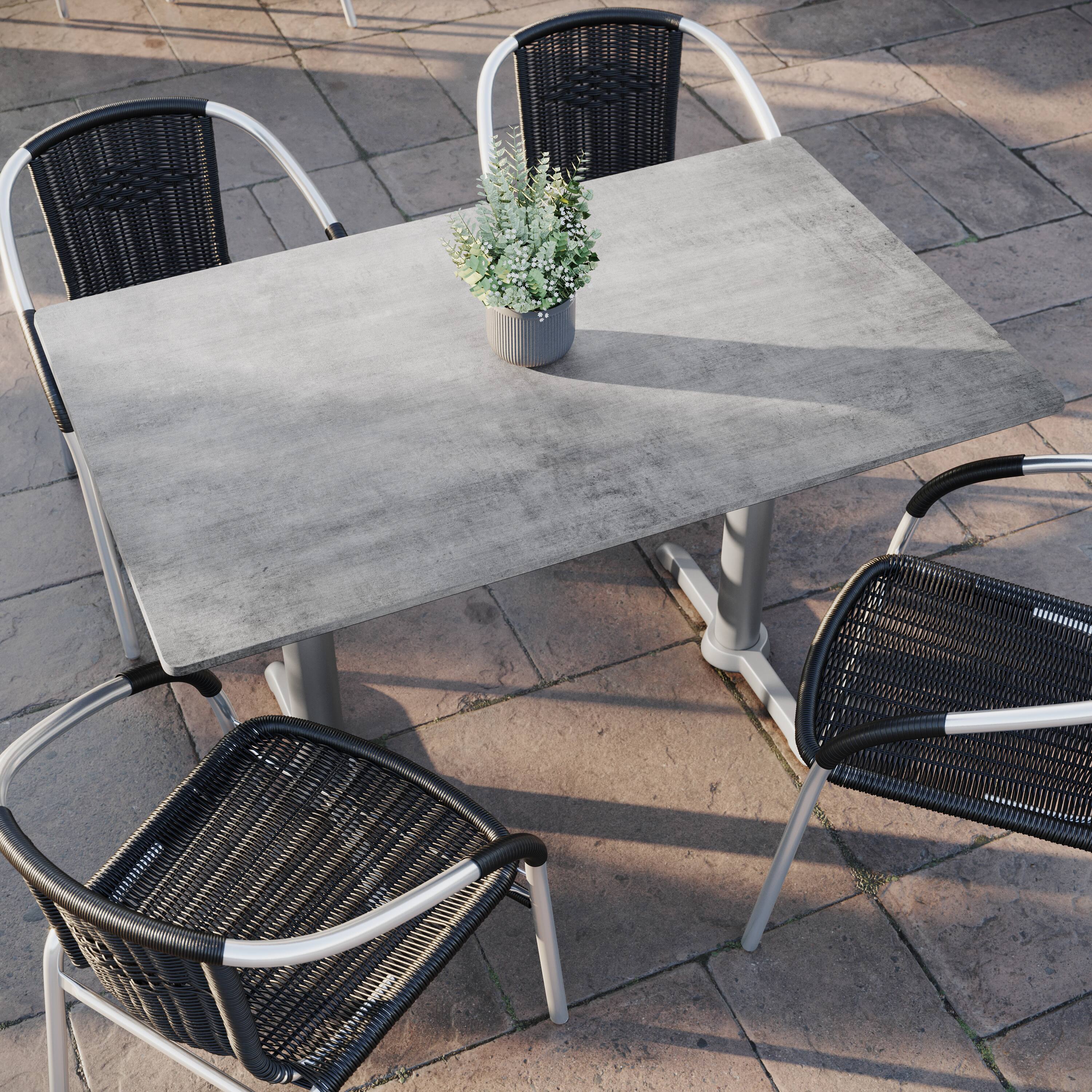 Alt View 4. Emma + Oliver - PureShield Indoor Outdoor Tabletop with Seam-Free Surface Innovation and Cast Iron Bistro Table Base - Gray Faux Concrete/Silver Base.