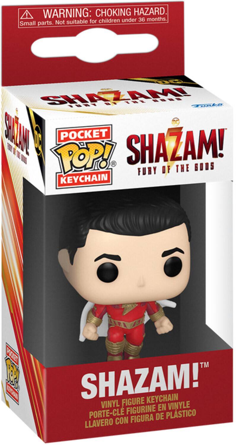 WARNING: CHOKING HAZARD. Small parts. Not suitable for children under 36 months. POCKET POP! SHAZAM! FURY OF THE GODS KEYCHAIN VINYL FIGURE VINYLE FIGURINE EN PORTE-CLE FIGURA DE PLSTICO LLAVERO CON