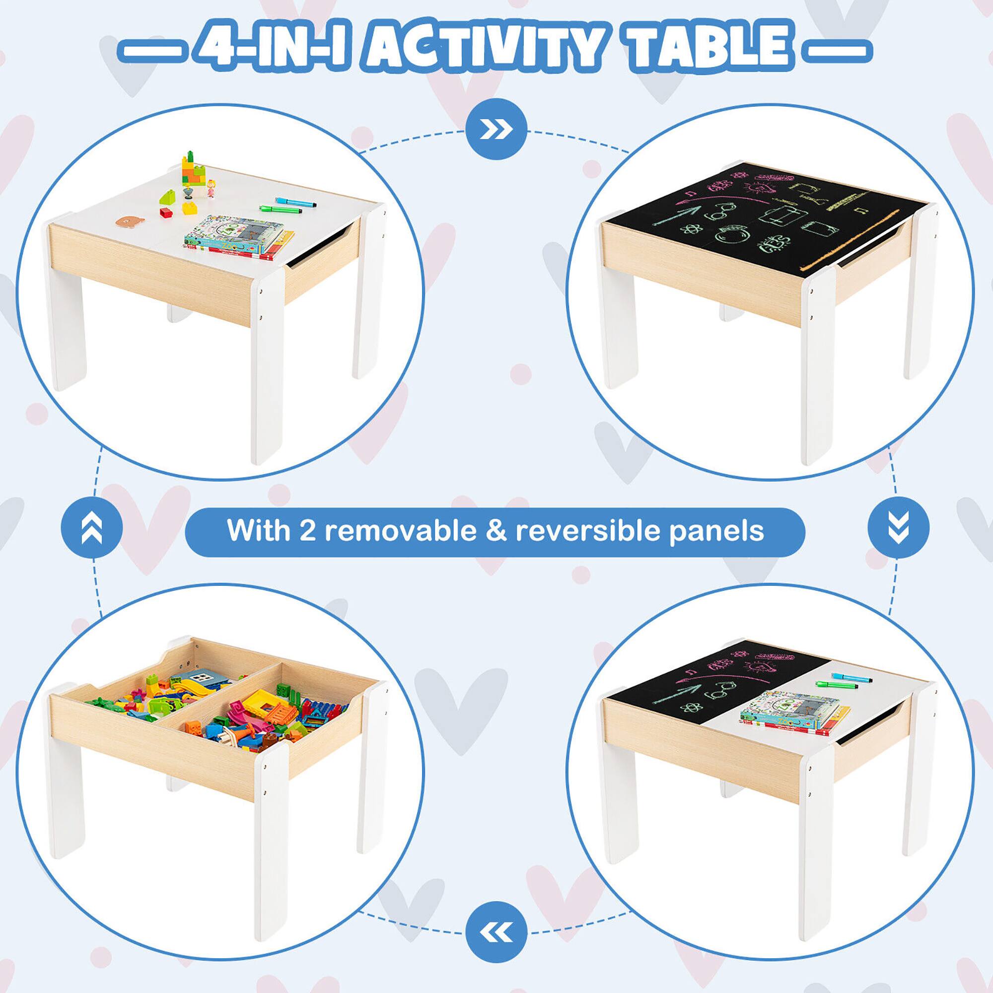 - 4-IN-1 ACTIVITY TABLE -
With 2 removable & reversible panels