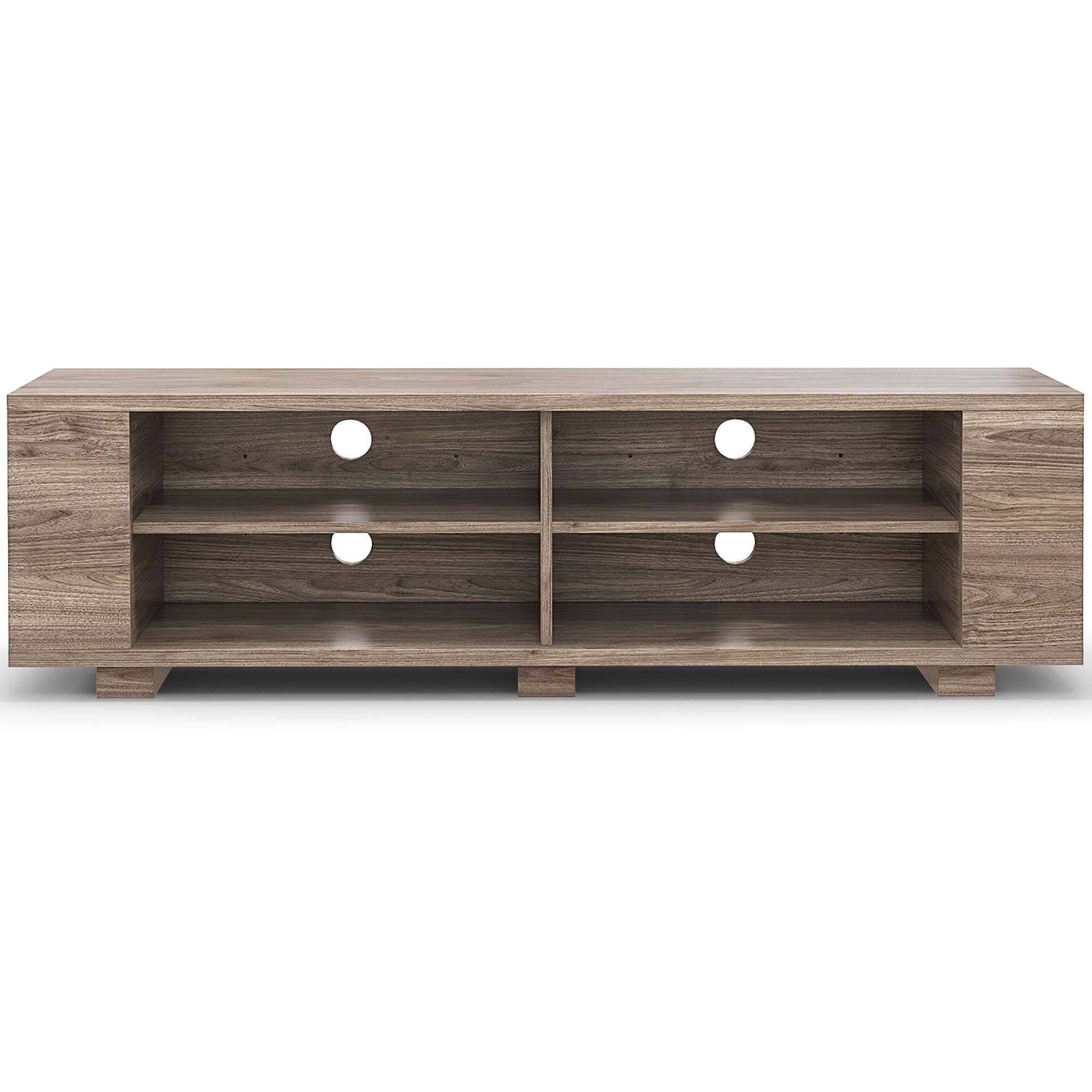 Alt View 19. Costway - 59" Wood TV Stand Console Storage Entertainment Media Center with Shelf Grey - Gray.