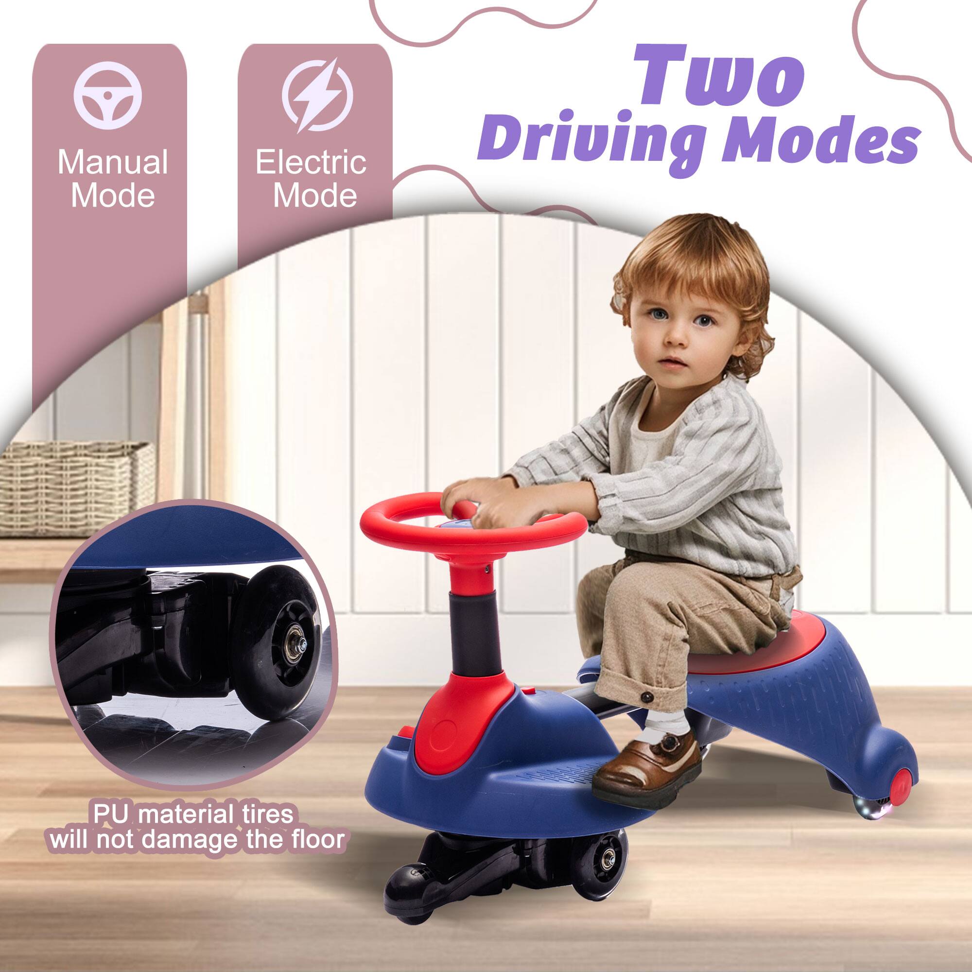 Two Driving Modes

Manual Mode  
Electric Mode

PU material tires will not damage the floor