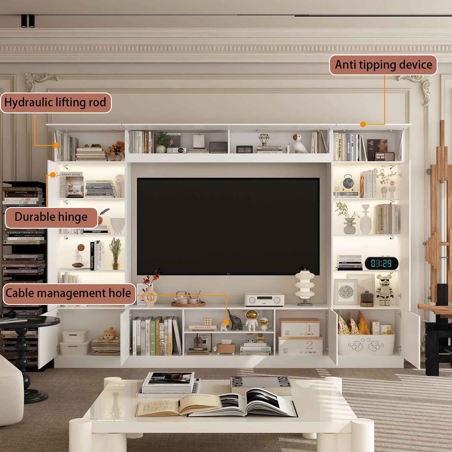 FUFU&GAGA Entertainment Center with Surround Design for 75 Inch