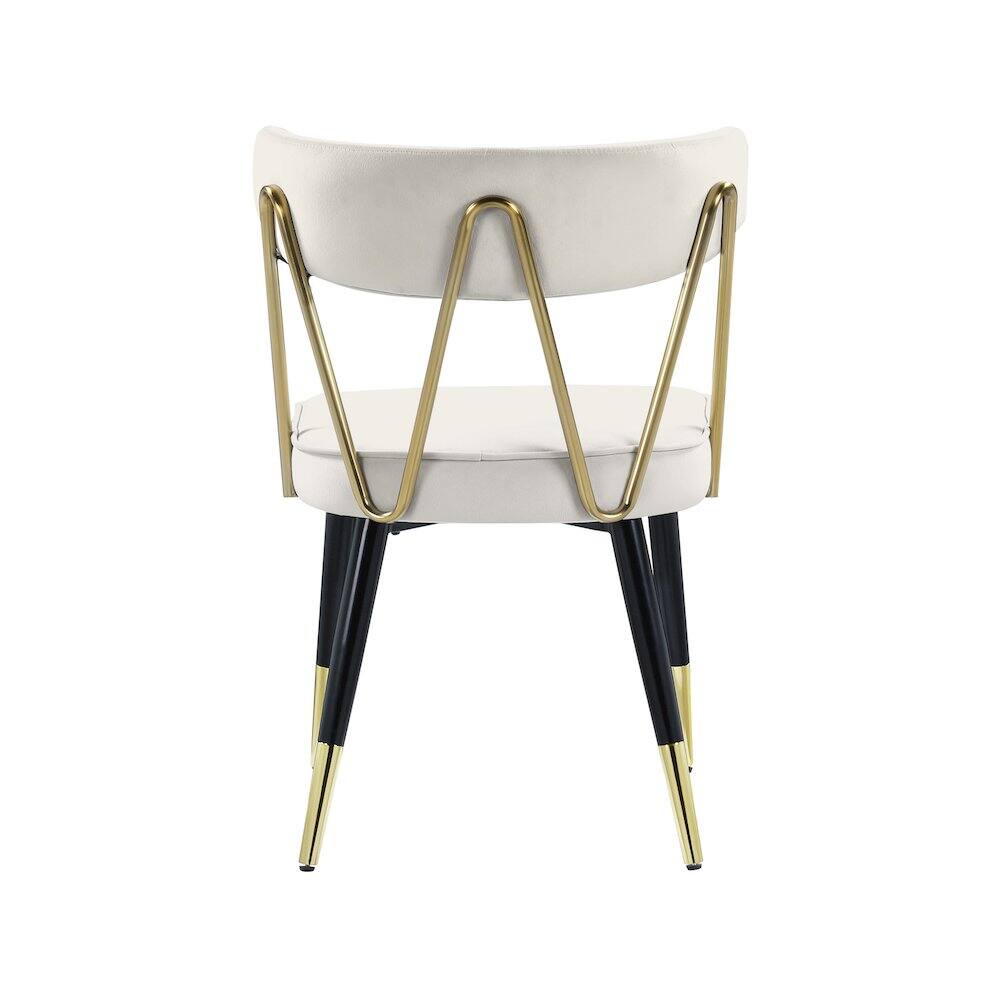 Alt View 2. Meridian Furniture - Rheingold Cream Velvet Dining Chair, Set of 2 - Beige.
