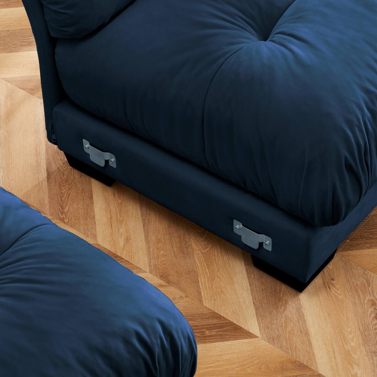Alt View 4. Ropilly - Ropilly Blue Velvet Sofa Single Seat Sofa with Pillows Deep Seat Modular Sofa Section - Blue.