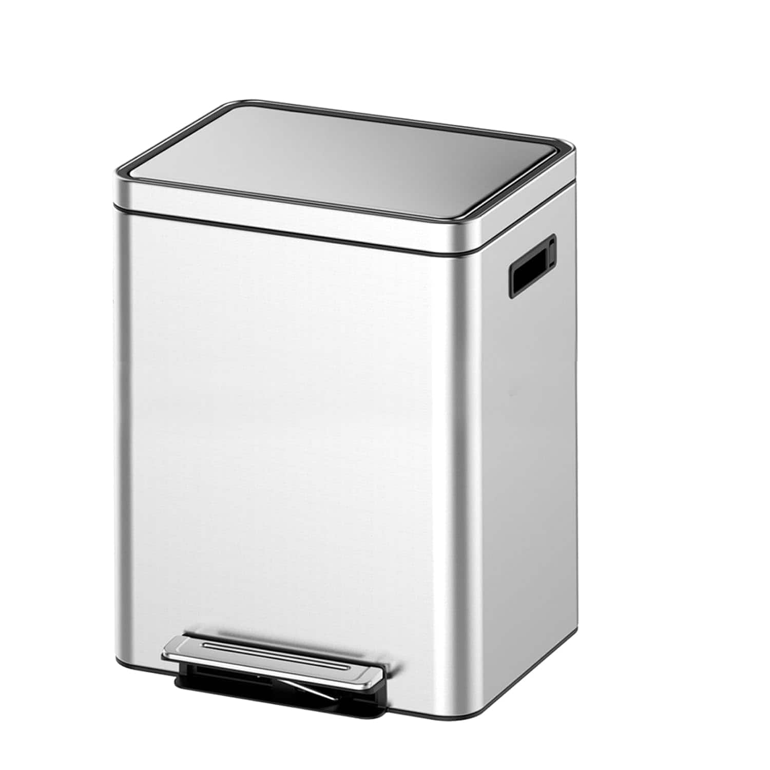 Acekool - Stainless Steel Waste Bin 40 L Dual Trash Can Rectangular Waste Basket for Bathroom Bedroom Kitchen
