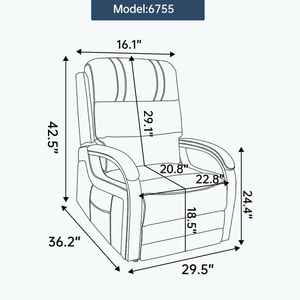 Model: 6755  
16.1"  
42.5"  
36.2"  
29.1"  
20.8"  
22.8"  
18.5"  
24.4"  
29.5"