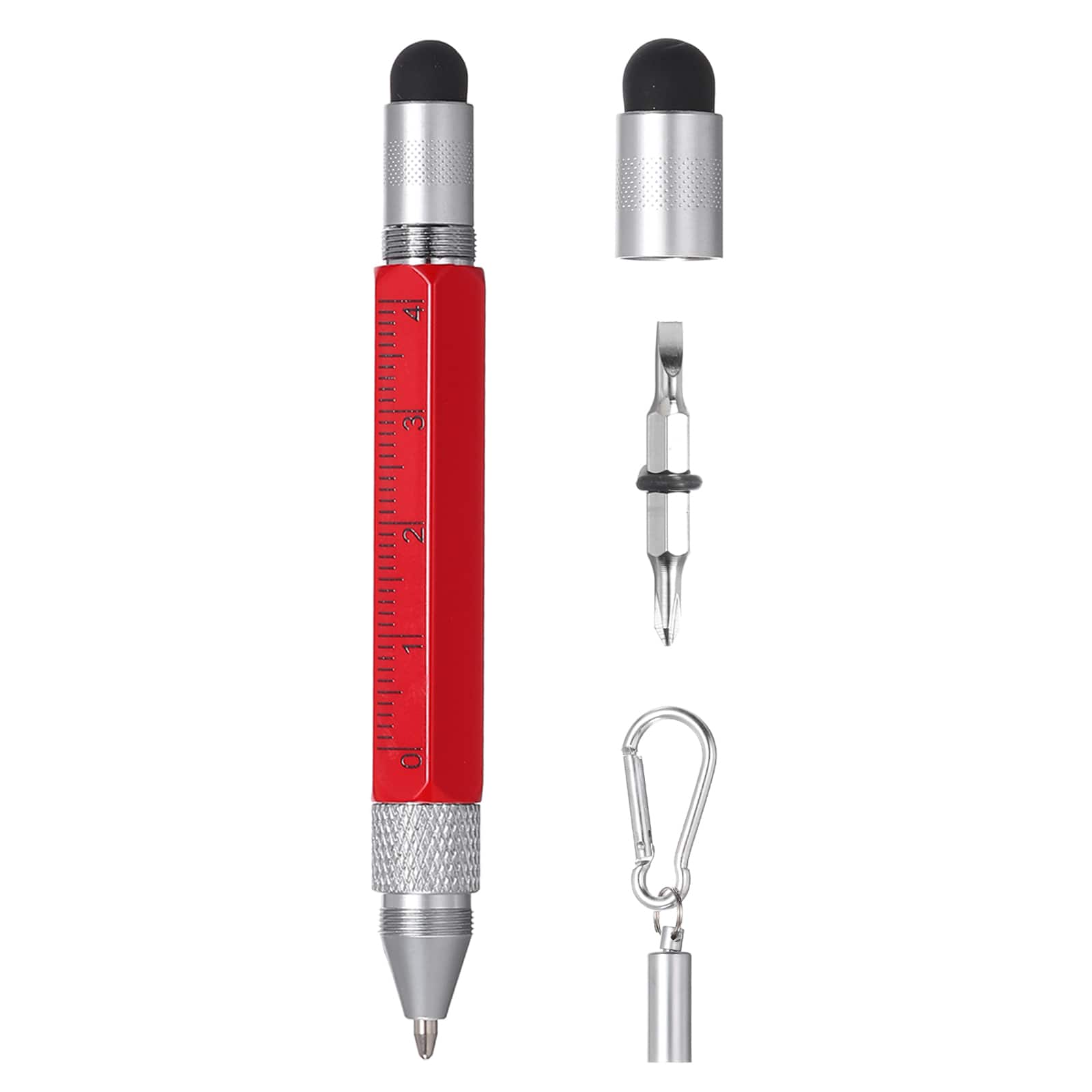Unique Bargains - 6-in-1 Aluminum Alloy Stylus Pen with Ballpoint, Ruler, Screwdriver & Keychain for Men/Women - Red price history on PriceWatchPro