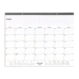 2026 Staples 21.75" x 17" Monthly Desk Pad Calendar, Gray (ST59701-26) - White/Gray