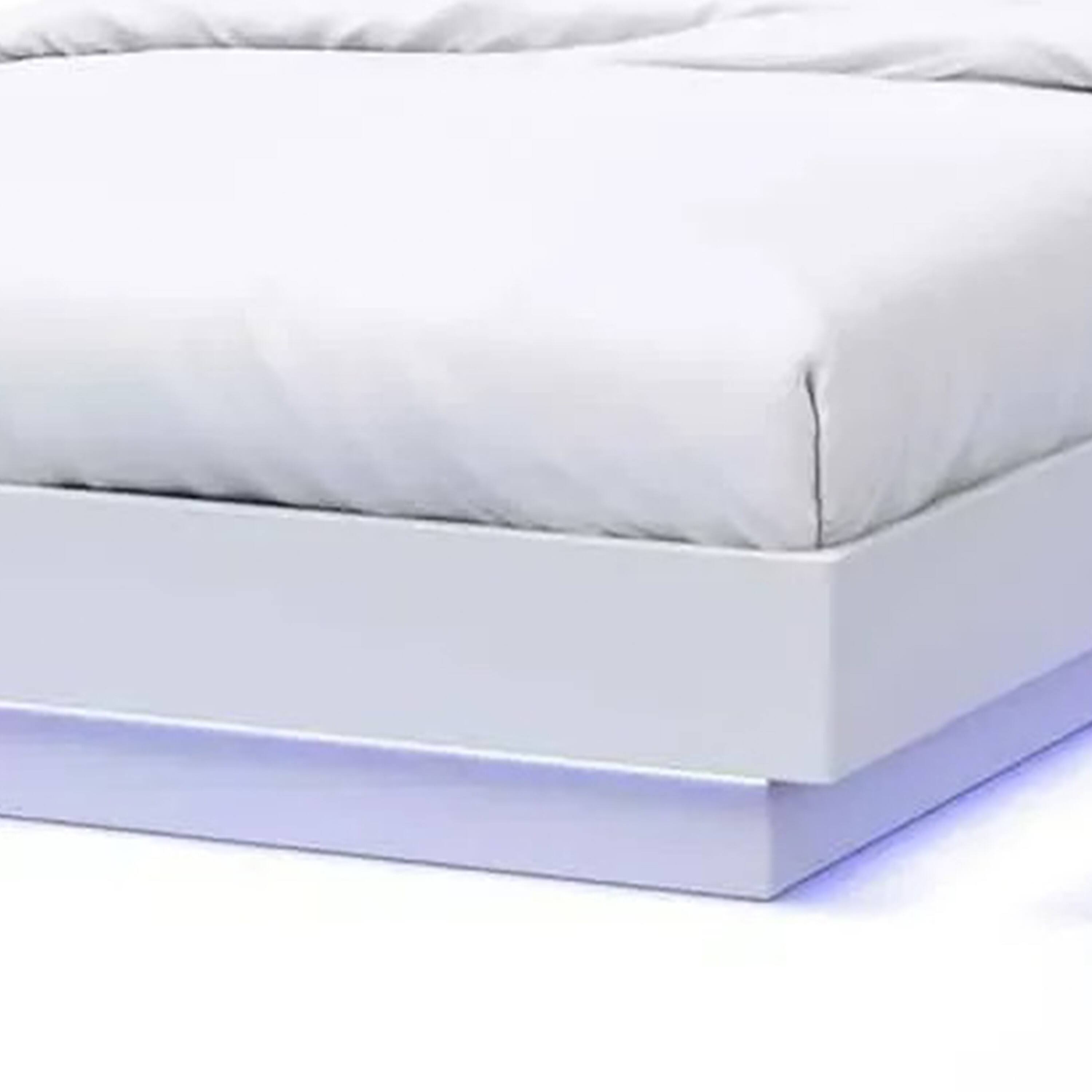 Alt View 3. Manhattan Lane - Pero Queen Size Bed, Chrome Accent Headboard, White LED Footboard - White, Chrome.