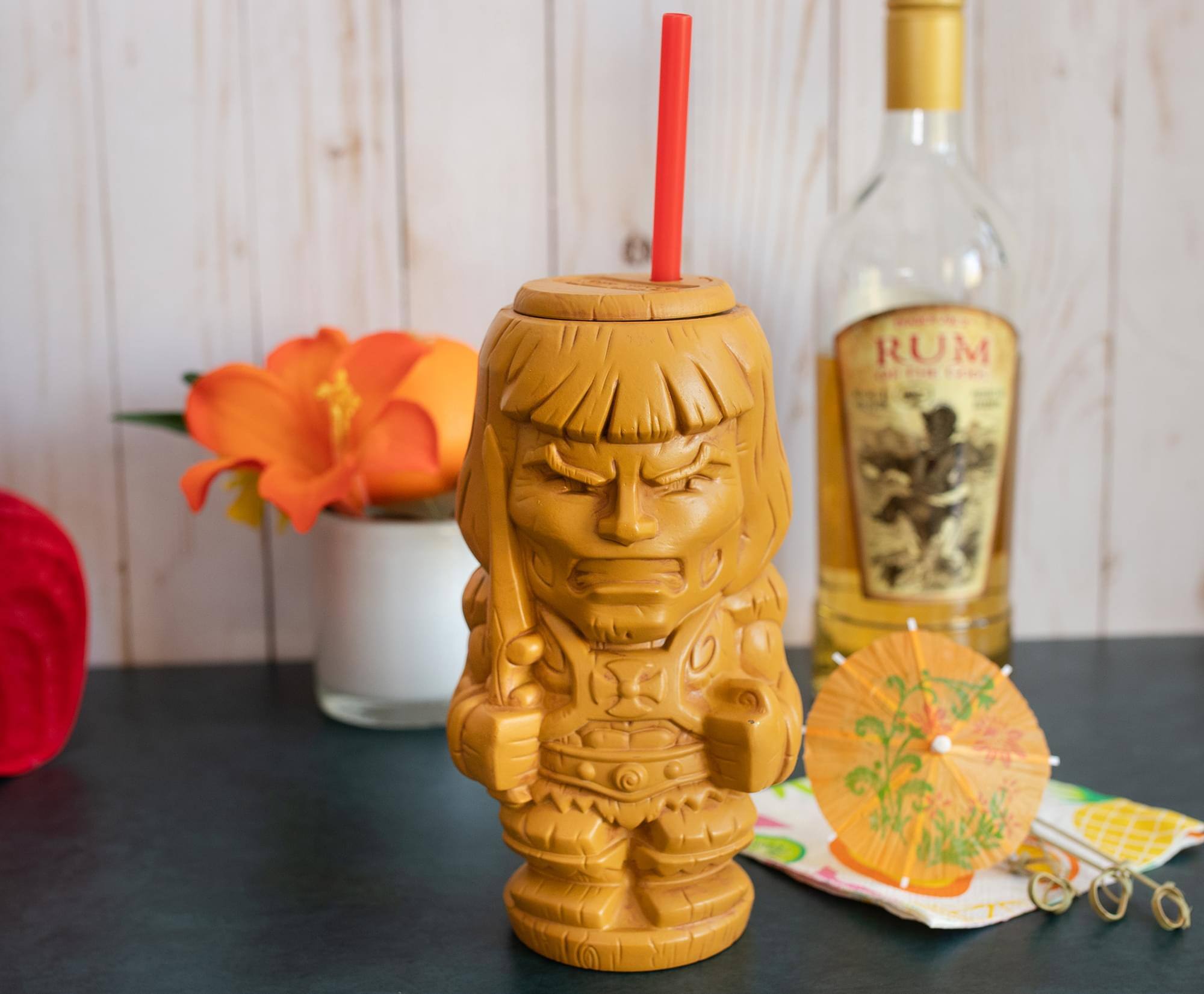 Alt View 2. Masters of the Universe - Geeki Tikis Masters of the Universe He-Man Tumbler with Straw | Holds 25 Ounces - Yellow.