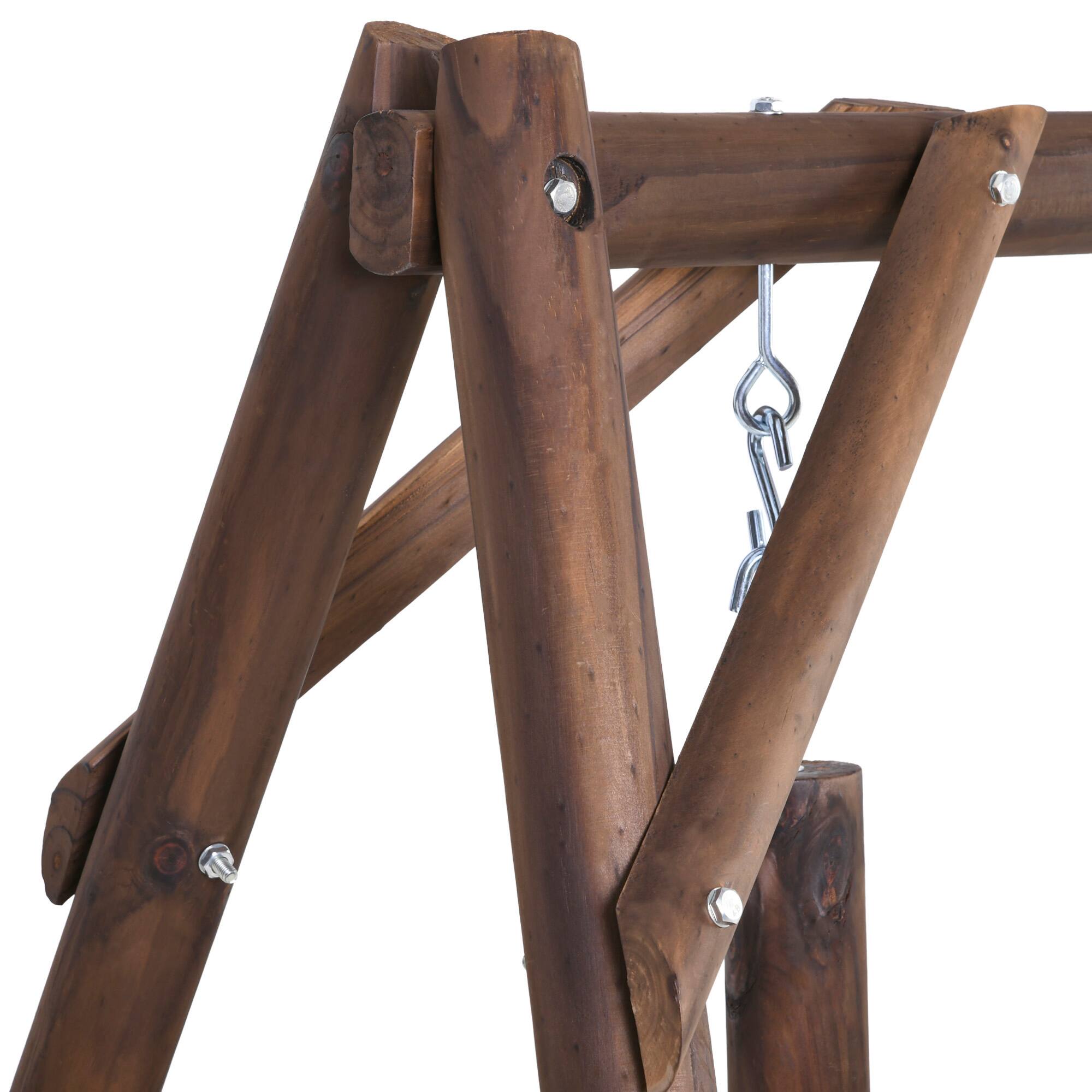 Alt View 4. Outsunny - Outsunny 2-Seat Porch Swing with Stand Wooden Patio Swing Chair Bench.