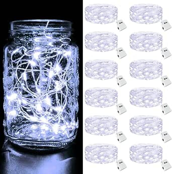 Front. Veranti - 12-Pack Fairy String Lights, 7FT 20 LED, Battery Powered, IP65 Waterproof, 3 Lighting Modes.