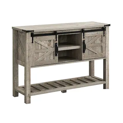 Front. OKD - OKD Farmhouse Console Entryway Table with Sliding Barn Doors, Light Rustic Oak - Light Rustic Oak.