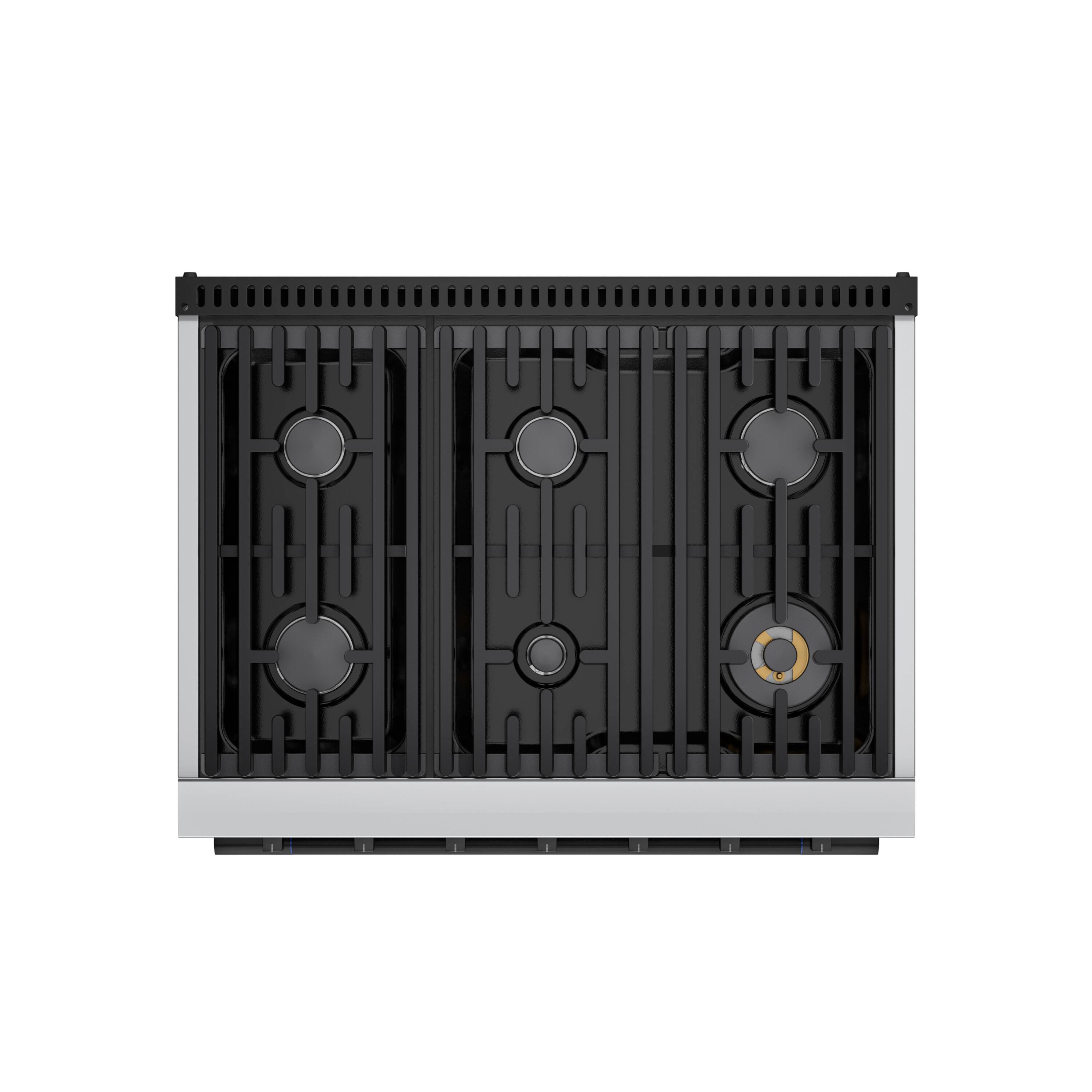 Alt View 6. Hauslane - HausPro 36 in. 6 Burners (20,000 BTU) Freestanding Dual Fuel Range in Stainless Steel with Convection Oven Matte Black - Matte Black.