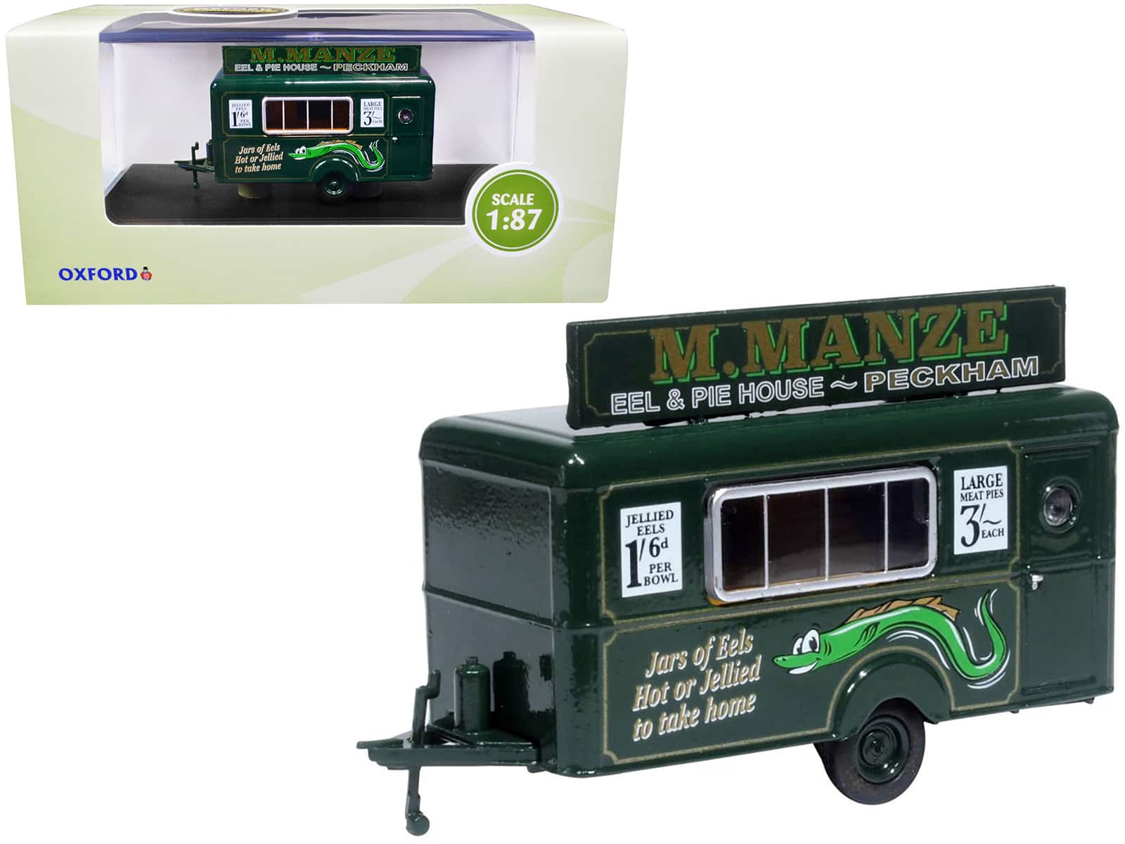 "Mobile Food Trailer ""M. Manze Eel and Pie House - Peckham"" 1/87 (HO) Scale Diecast Model by Oxford Diecast" price history on PriceWatchPro