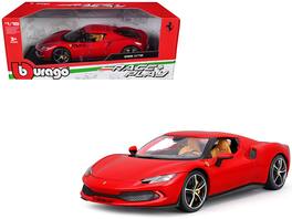 Ferrari 296 GTB "Race + Play" Series 1/18 Diecast Model Car by Bburago - Red