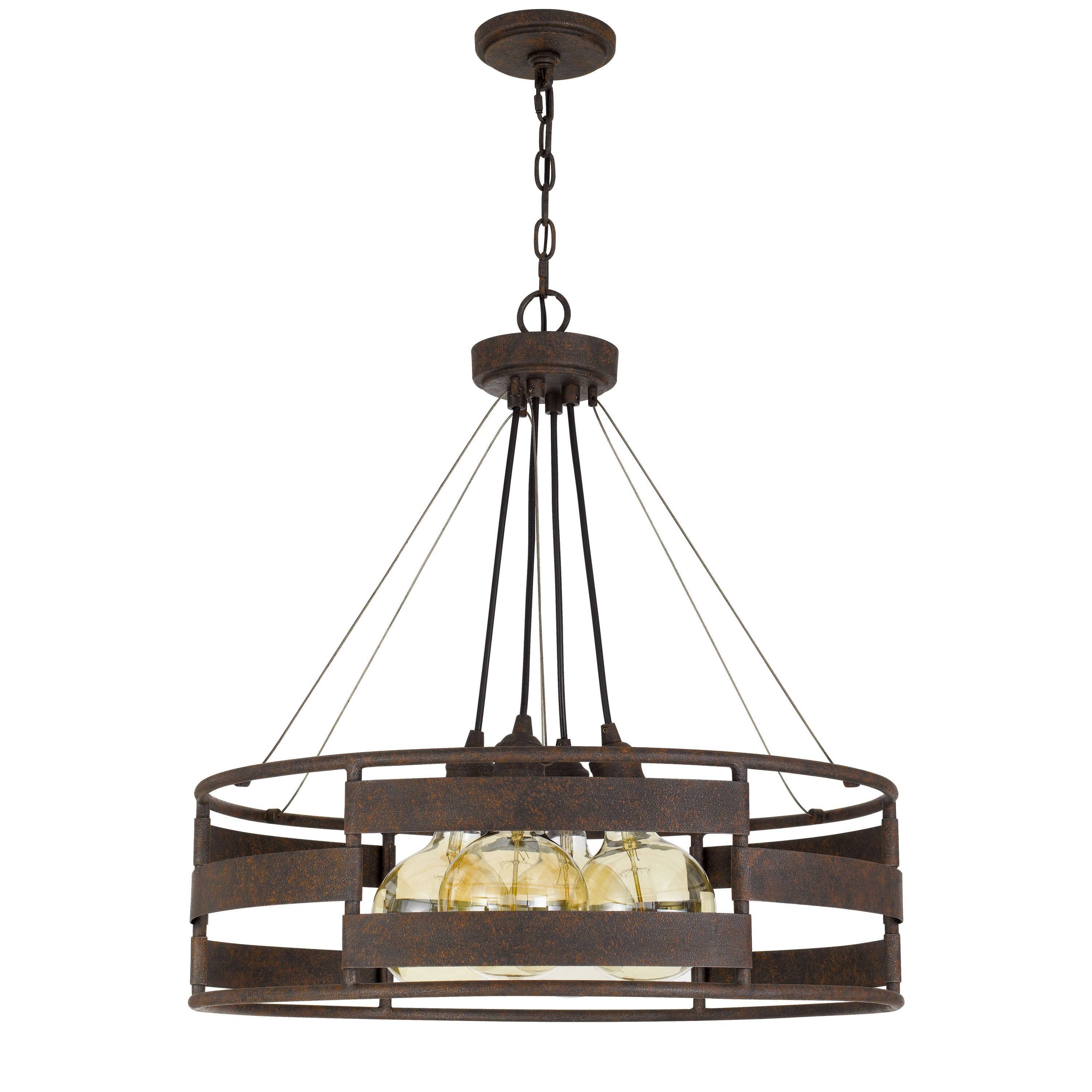 Angle. Manhattan Lane - Frot 24 Inch Chandelier w Light Bulbs, Suspended Cable Design - Black.