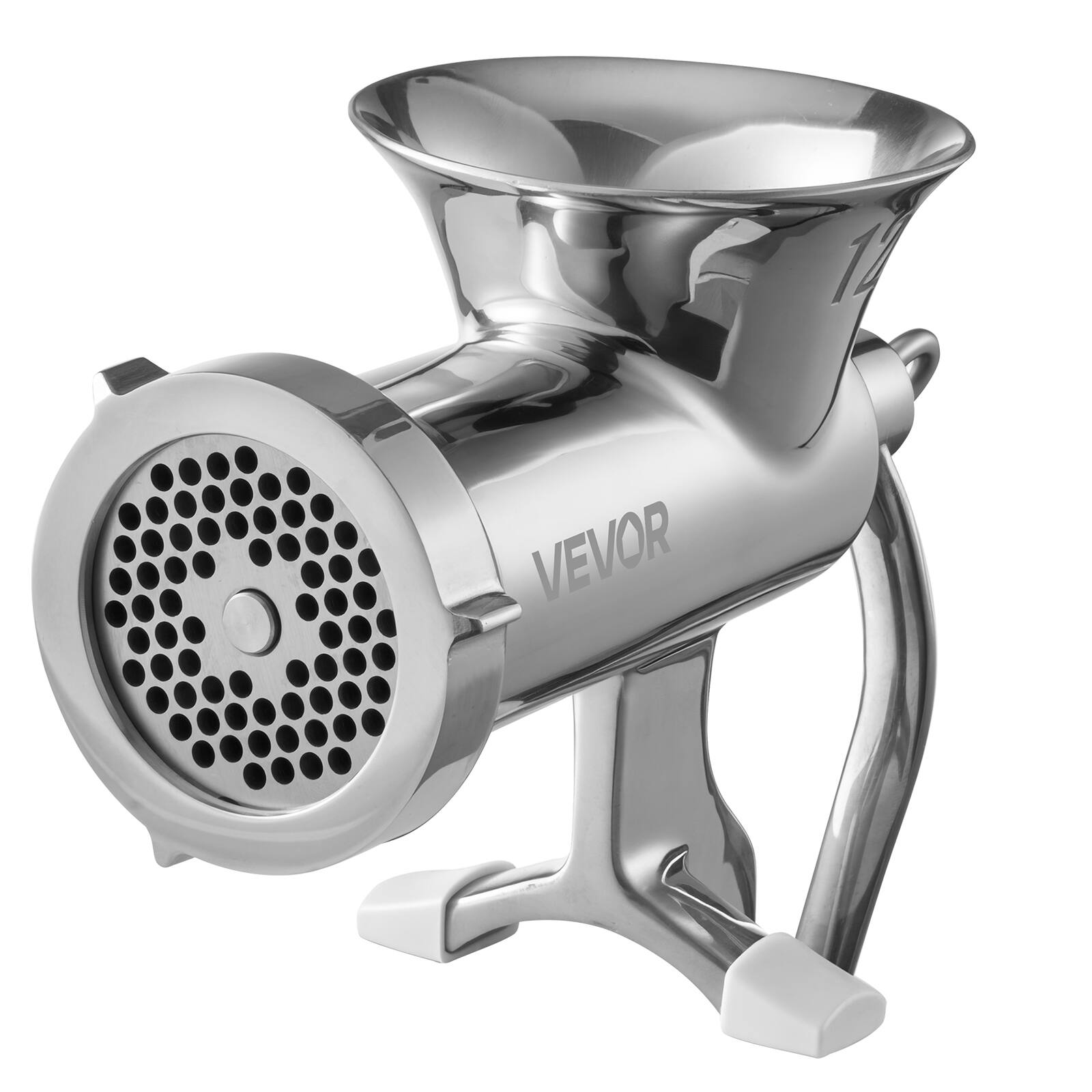 Alt View 5. VEVOR - Manual Meat Grinder,304 Stainless Steel Hand Meat Grinder,Steel Table Clamp,Meat Mincer Sausage Maker & 2 Cutting Plates - Silver.