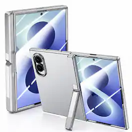 Dteck - for Galaxy Z Fold8 Case with Built-in Screen Protector, Hinge Protection with Kickstand - Gray (Clear Screen Protector)