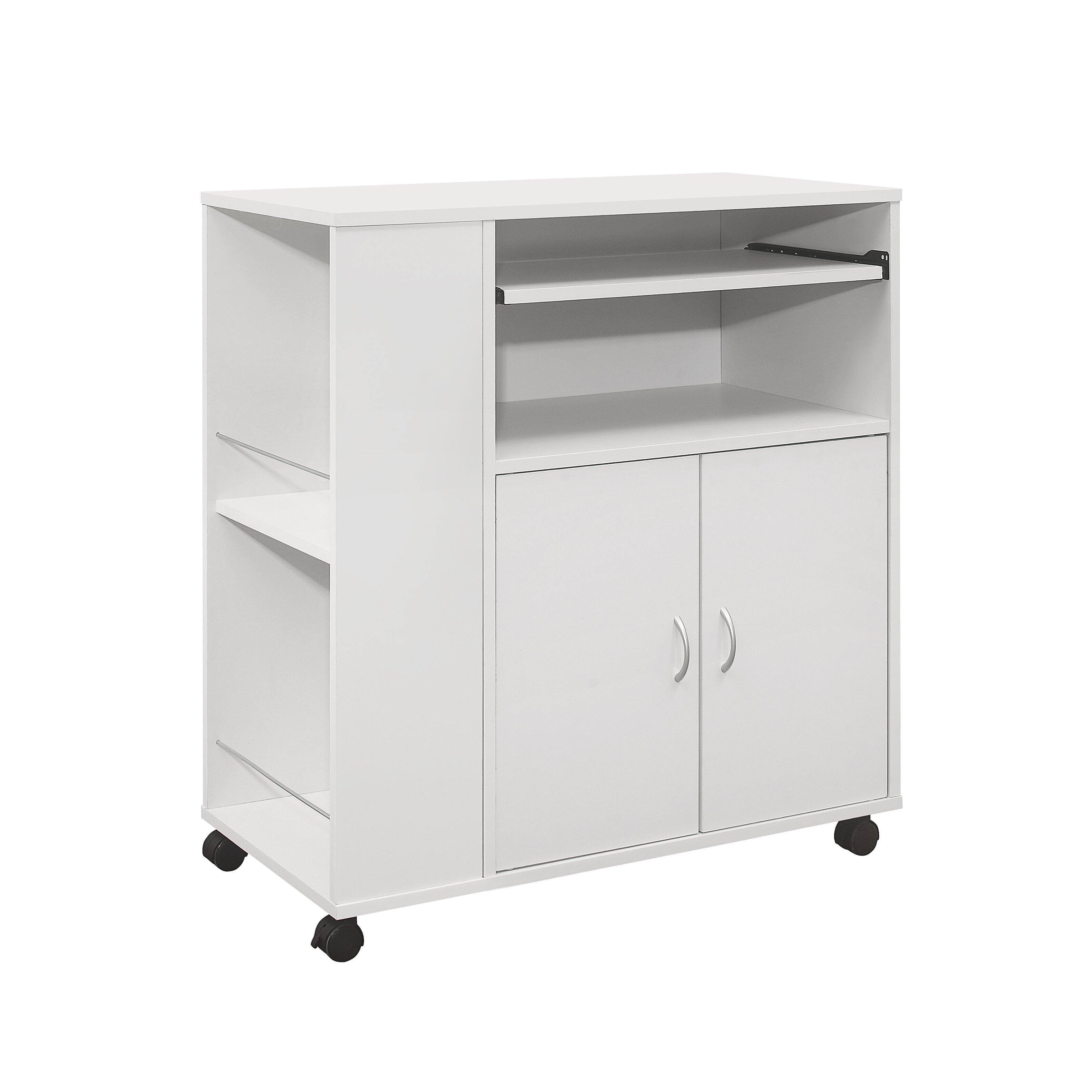 Back. Kings Brand Furniture - Kings Brand Furniture Alaina Kitchen Island Rolling Cart on Wheels with Storage Cabinet - White.