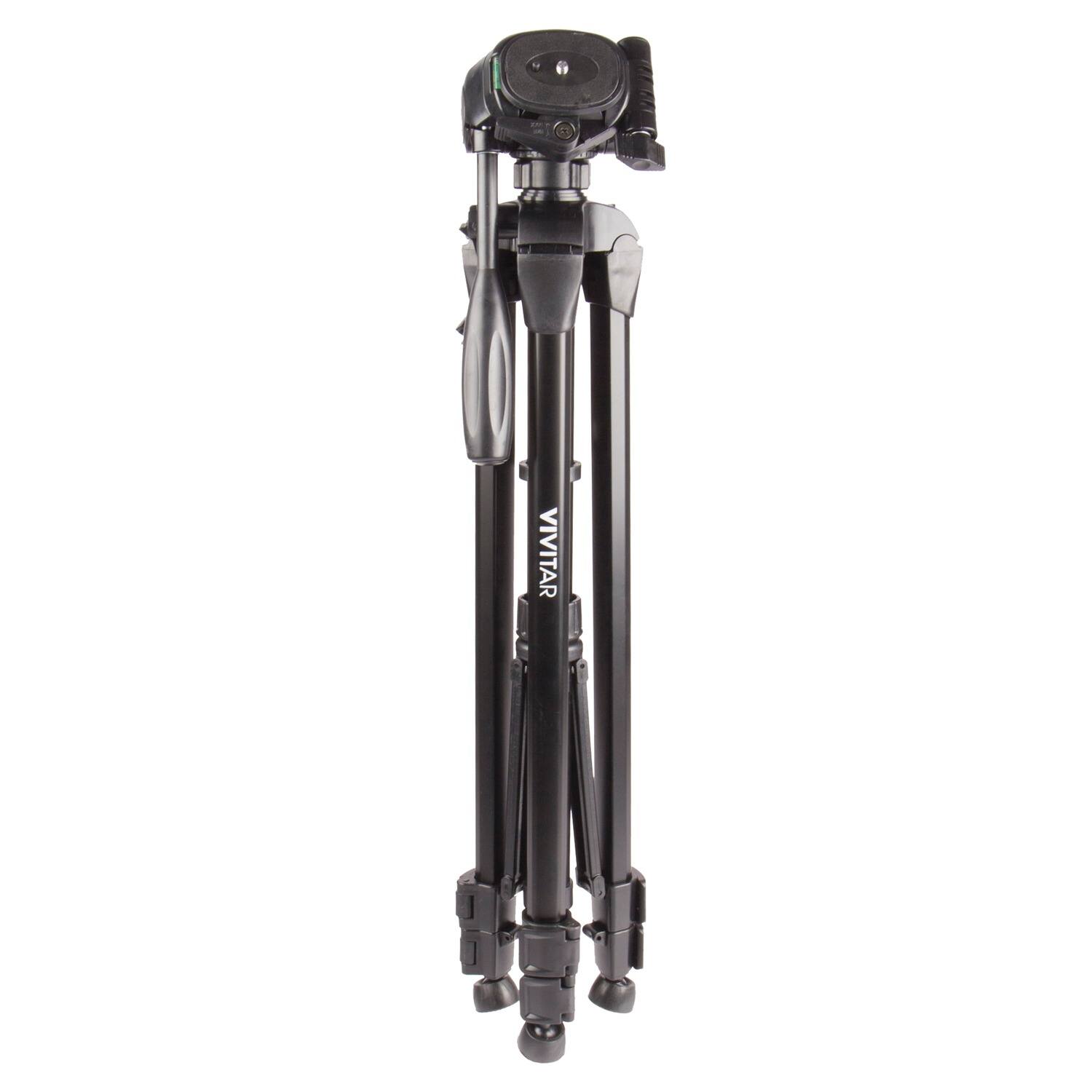 Left. Vivitar - Vivitar Viv-vpt-3662 Professional Tripod With 3-way Fluid Pan Head (62 In.) - black.
