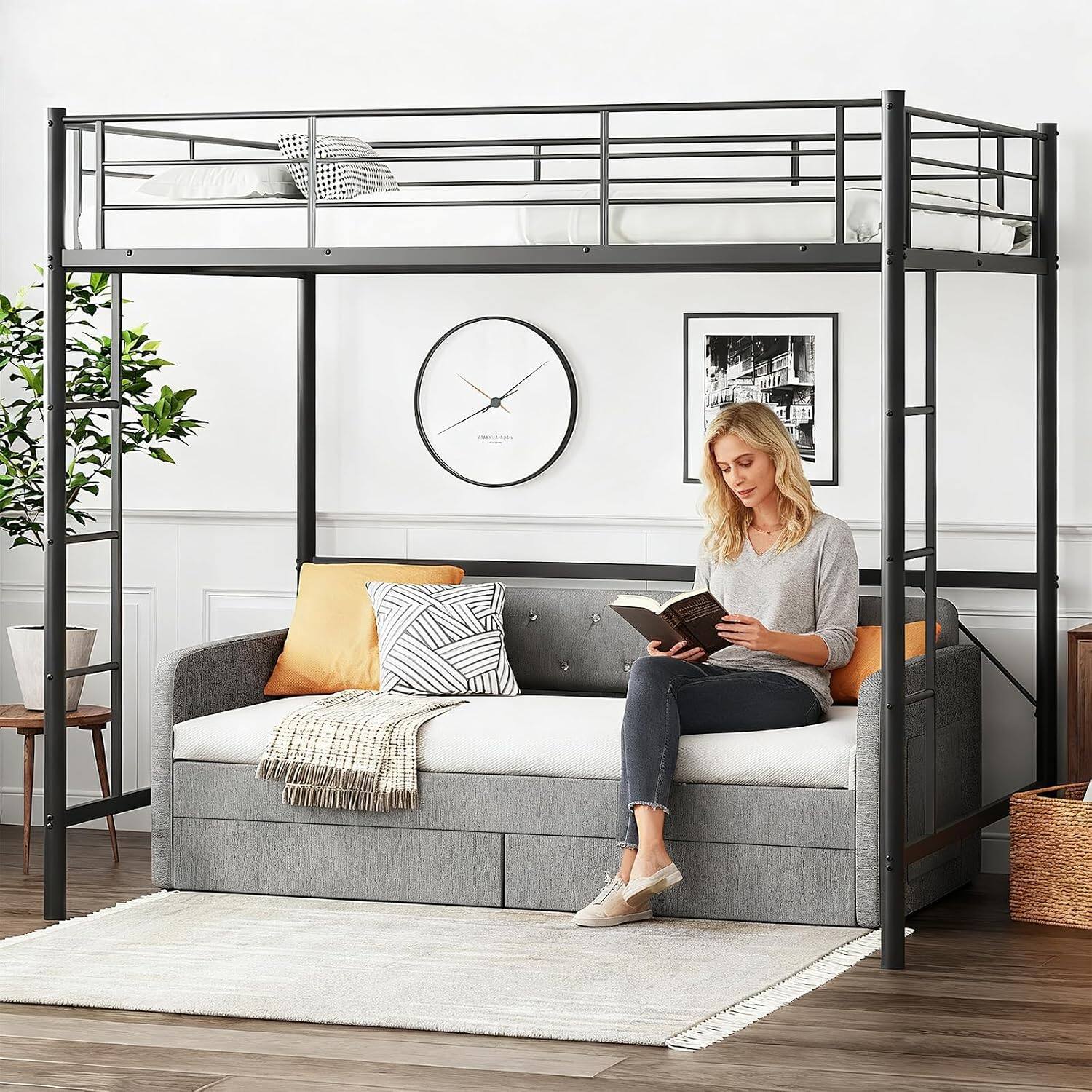 Alt View 3. Winado - Twin Size Daybed with 2 Storage Drawers and Pockets, Chenille Upholstered Comfy Sleeper Couch Sofa Bed for Living Room - Chenille Grey.