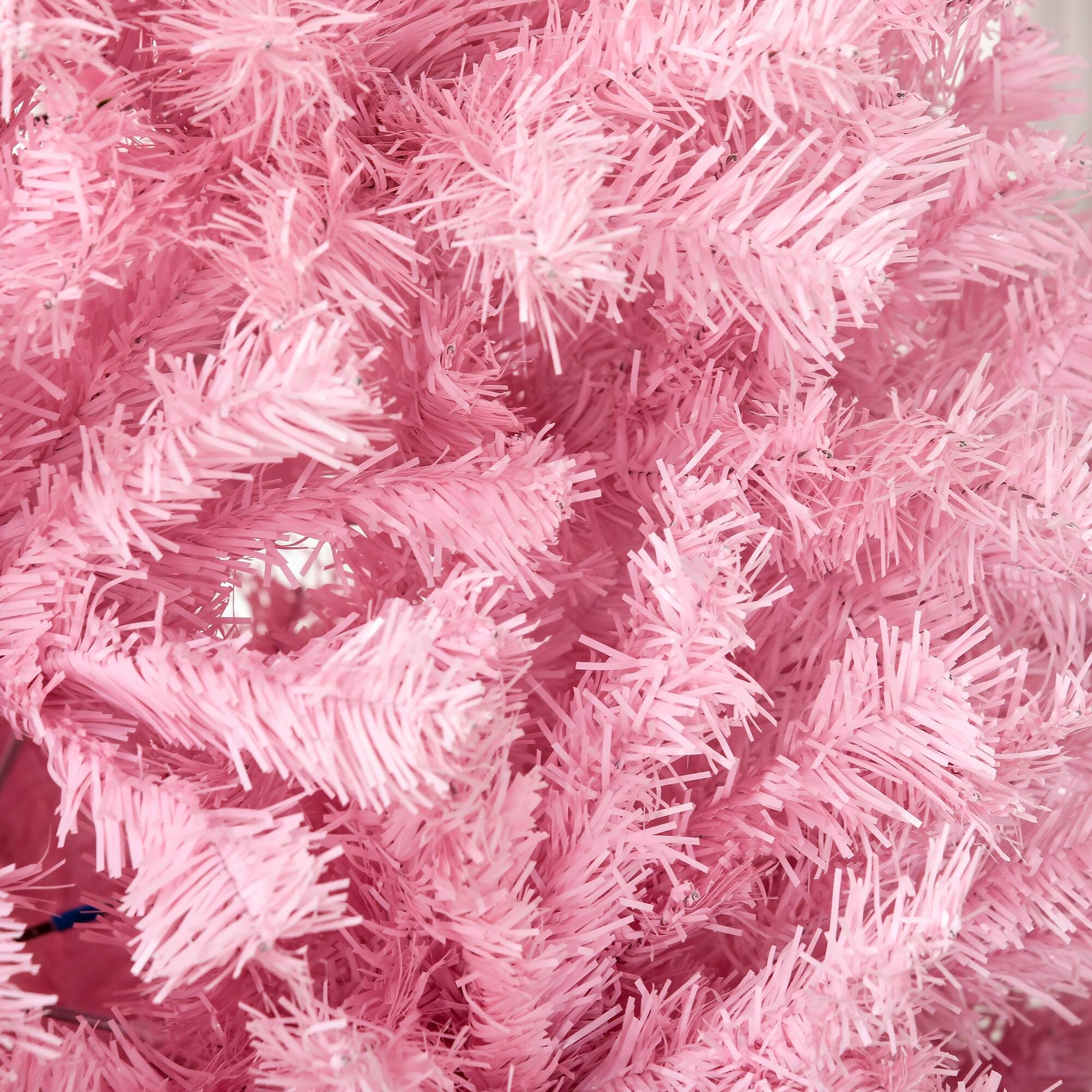 Alt View 8. Homcom - Tall Artificial Christmas Tree Holiday Décor with 1288 Branches, Auto Open, Steel Base, Wide Shape - pink.