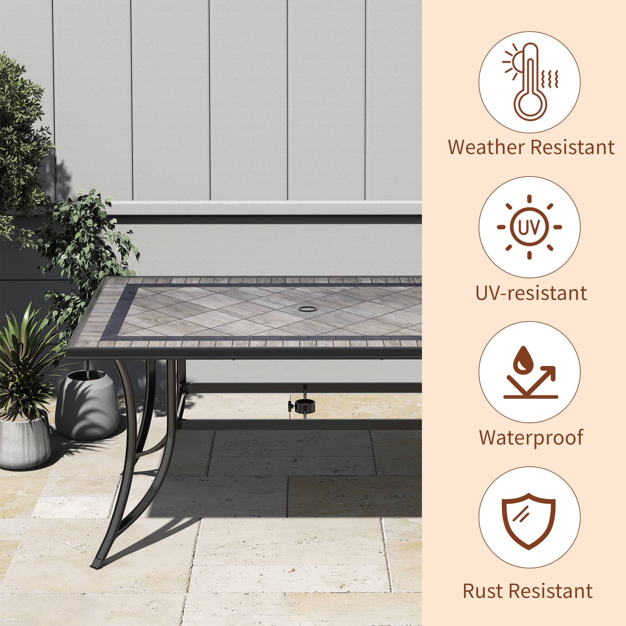 Weather Resistant  
UV-resistant  
Waterproof  
Rust Resistant
