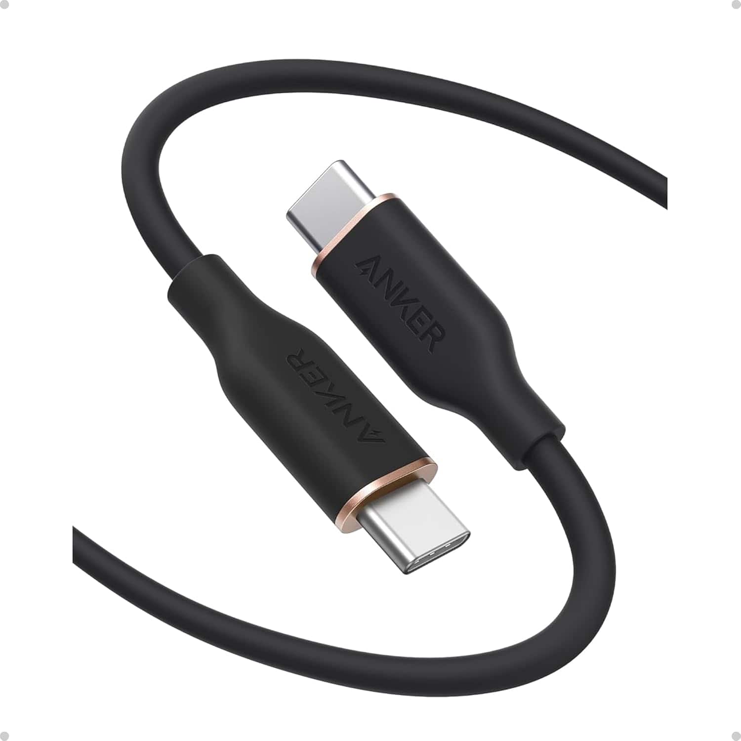Anker - USB C Cable, Type C Flow Cord（6ft） - Black
