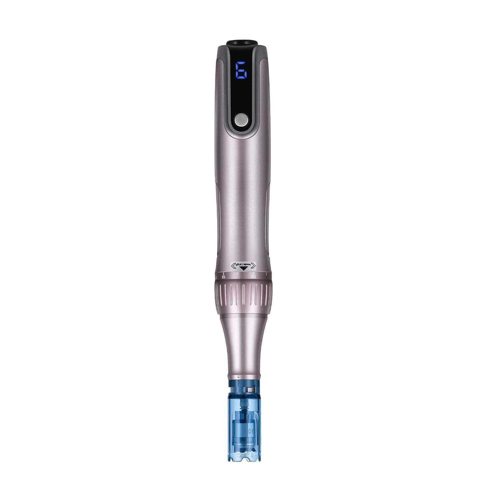 Alt View 10. Glintex - Microneedling Pen M8S Electric Derma Pen w/ 20 Anti-Backflow Cartridges, 6 Speed Settings, LCD Display, Adjustable Depth.