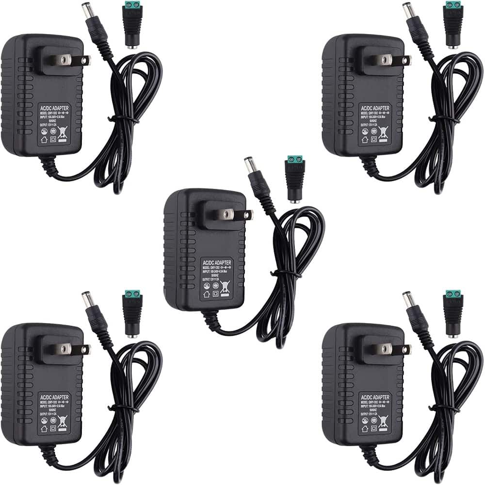 ACJPR - 12V 2A Power Supply Adapter, 120VAC to 12VDC, for LED Modules/Strips (5pcs)