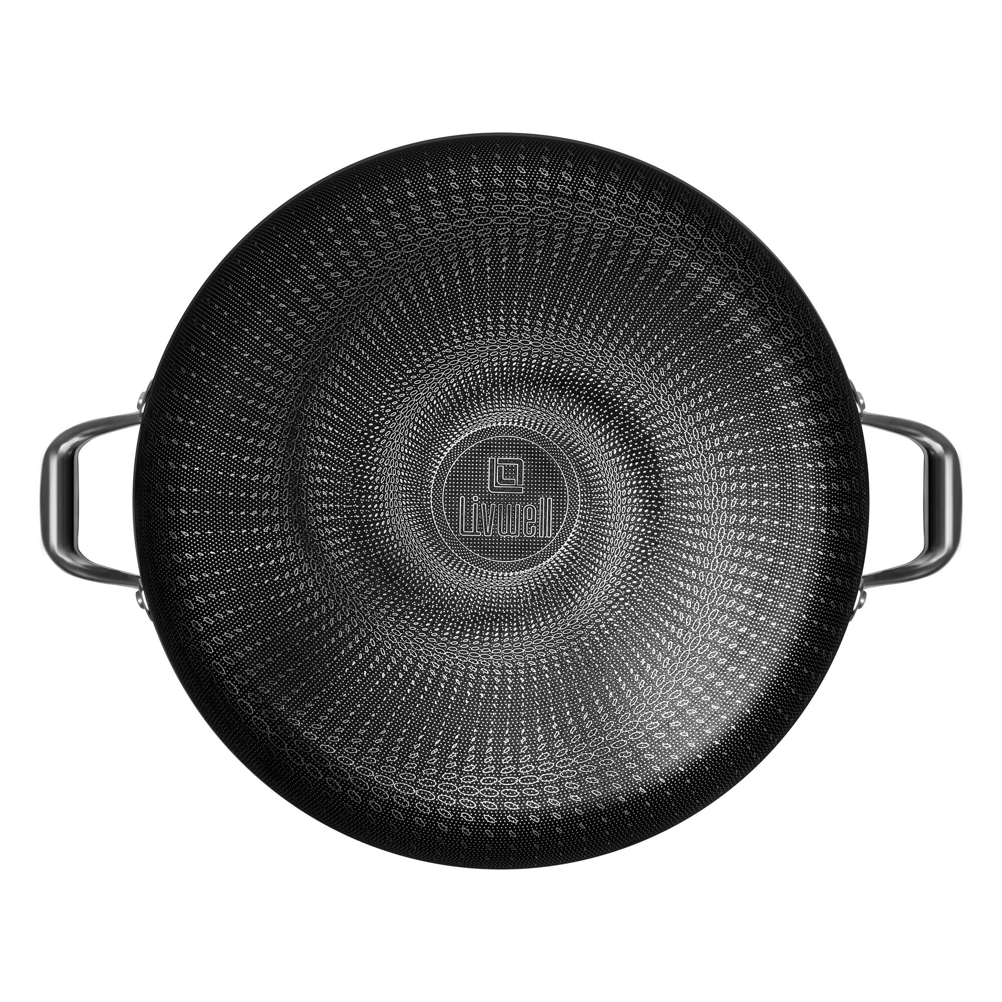 Alt View 3. Livwell Brands - DiamondClad™ 14" Hybrid Nonstick Stainless Steel Everything Pan, Dishwasher Safe, PFOA-free – Silver/Black - Black/Silver.