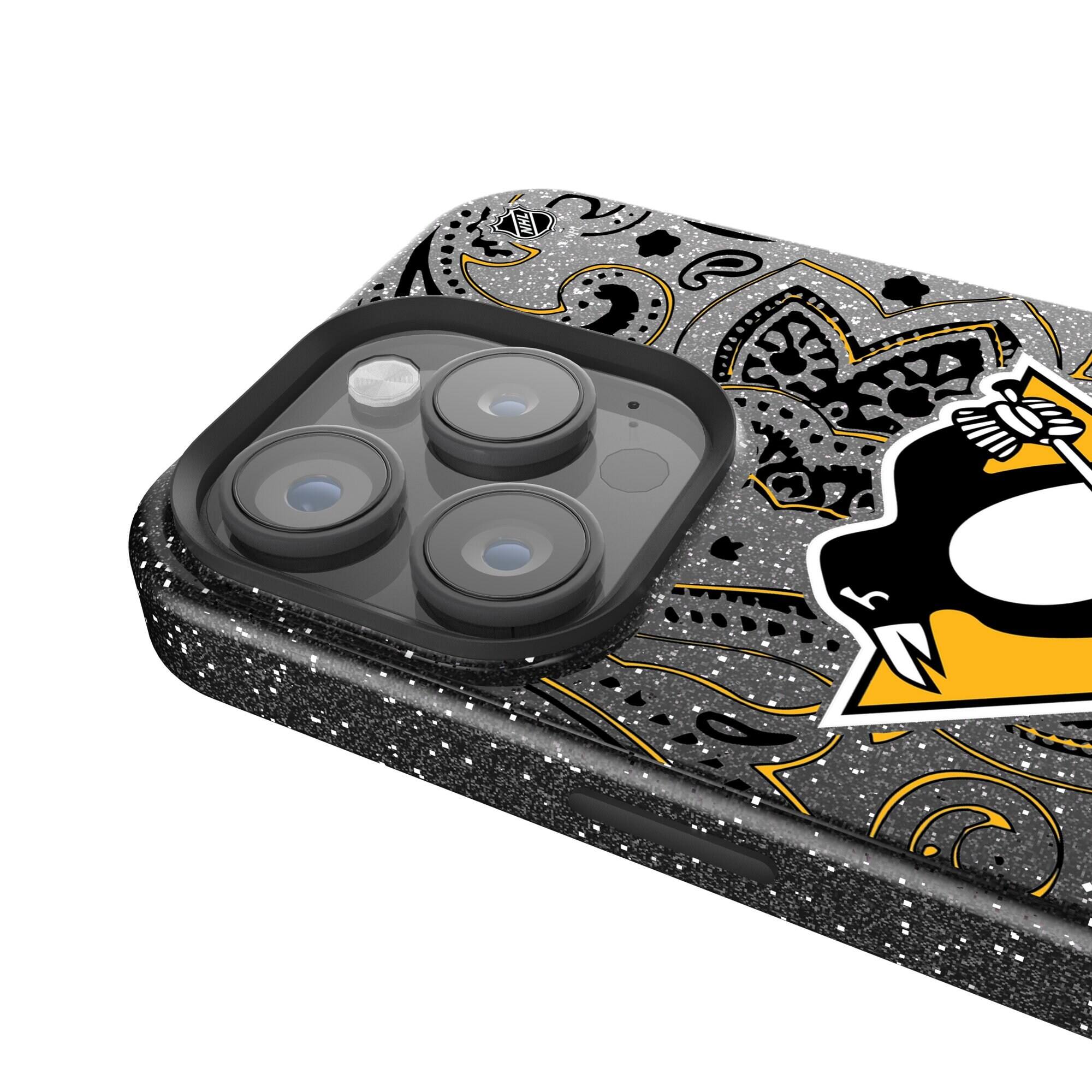 Alt View 3. Keyscaper - Black Pittsburgh Penguins Paisley Bling iPhone Case - 14 - Black.