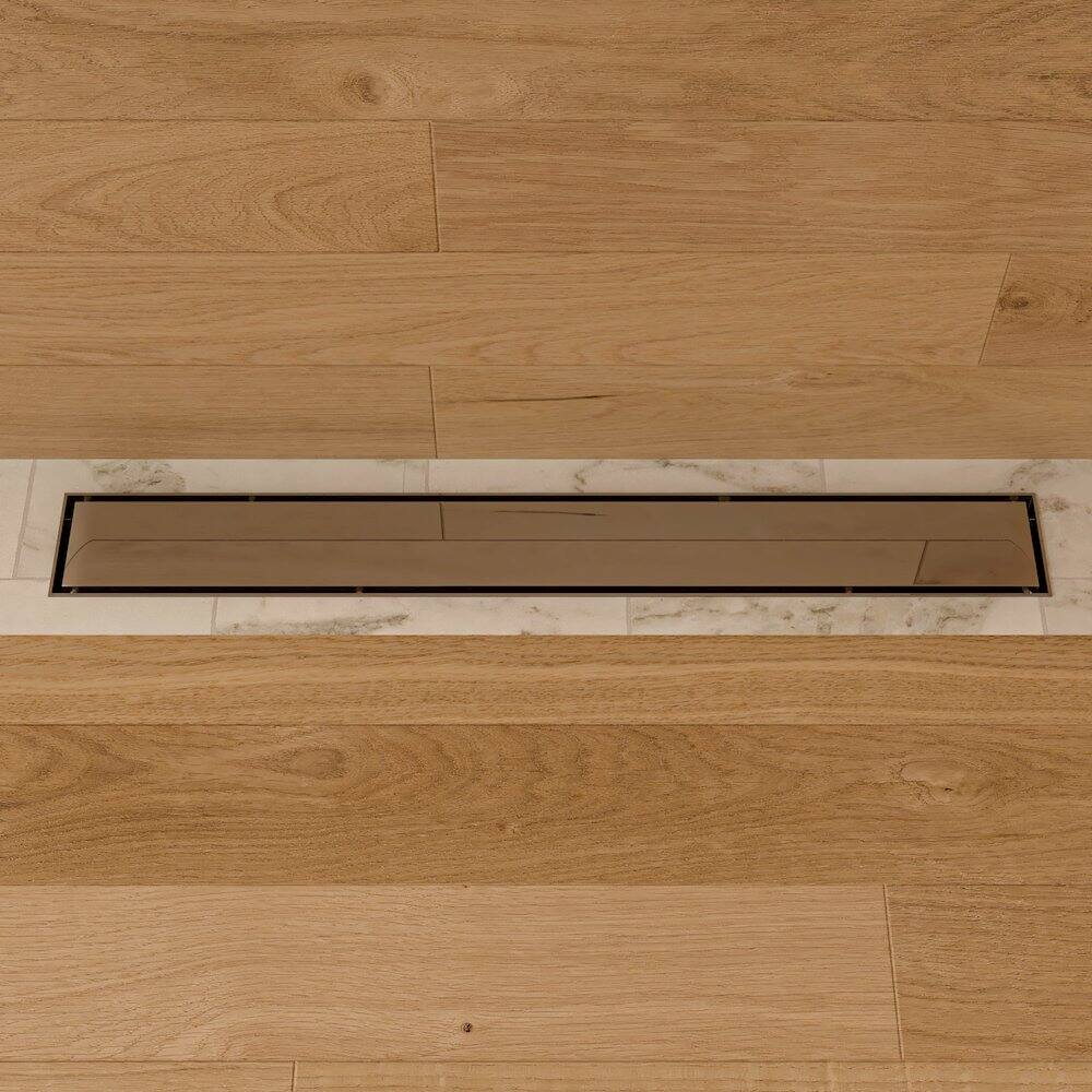 Angle. Alfi - 24" Modern Polished Stainless Steel Linear Shower Drain with Solid Cover - Silver.