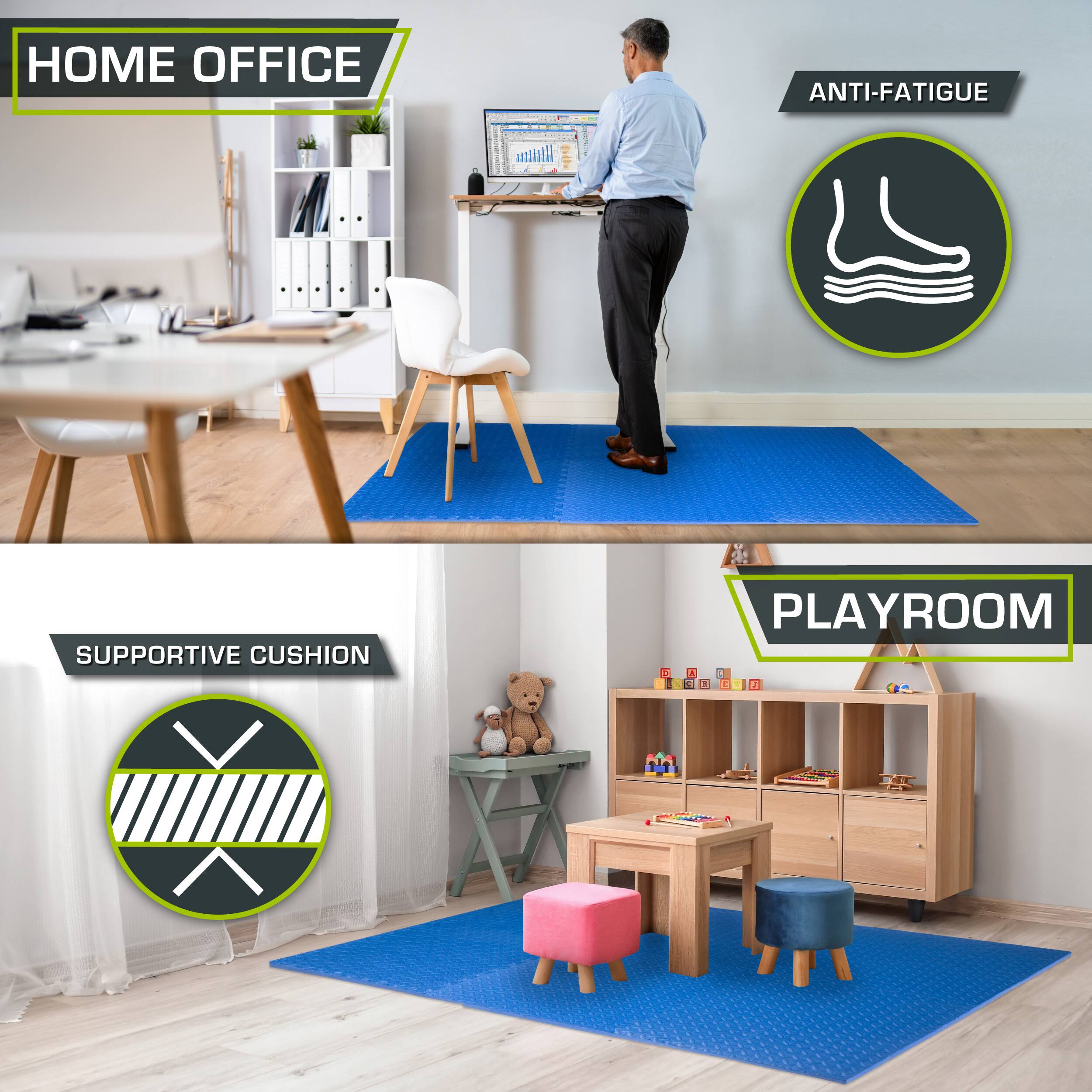 The corrected text is:

"HOME OFFICE ANTI-FATIGUE SUPPORTIVE CUSHION PLAYROOM"