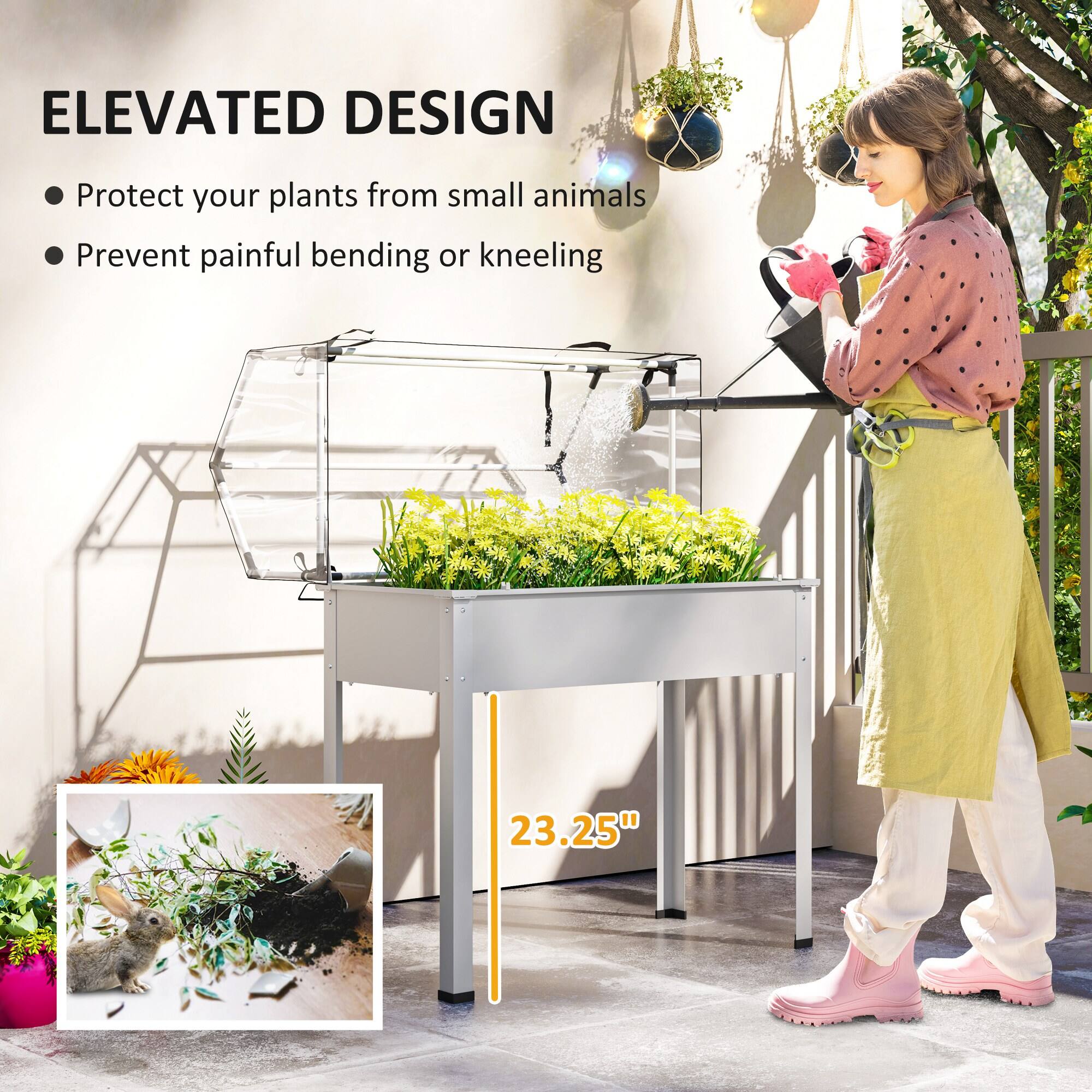 ELEVATED DESIGN  
- Protect your plants from small animals  
- Prevent painful bending or kneeling  

23.25"