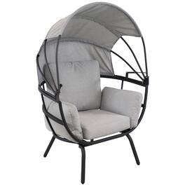 Sunnydaze - Modern Luxury Wicker Lounge Chair with Retractable Shade - Gray