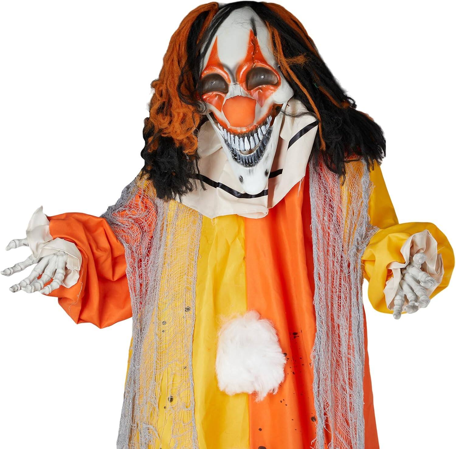 Alt View 1. Winado - 8.2FT Halloween Scary Standing Clown with Clown Voice, Lighted Eyes, Haunted House Prop for In/Outdoor Garden Decoration - Orange & White.