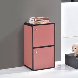 Kings Brand Furniture - Dothan Wood 2-Cubed Closed Bookcase - Storage Shelf Organizer Bookshelf - Red