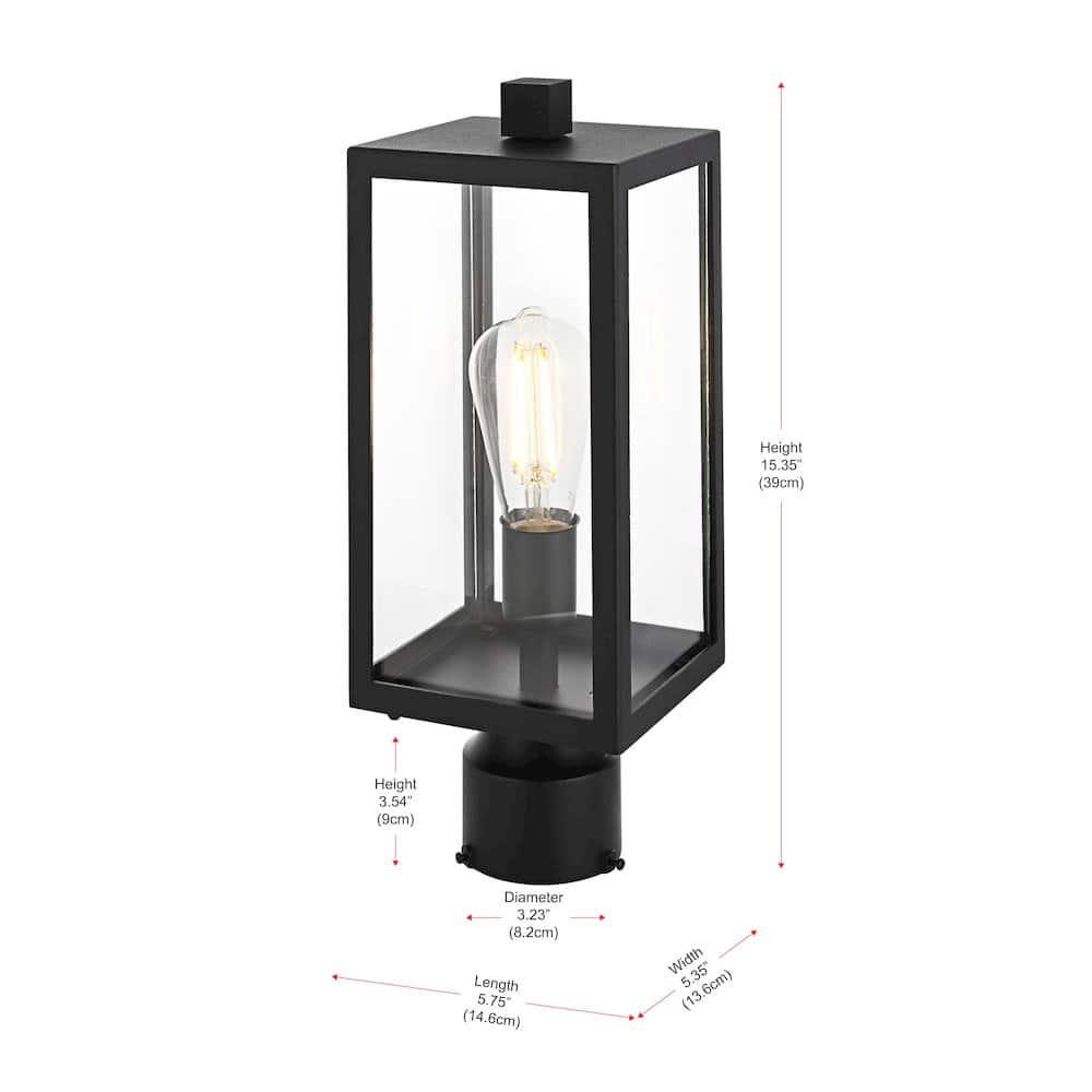 Elegant Lighting - Veda 15 inch Outdoor Post light in Black - Black And Clear price history on PriceWatchPro