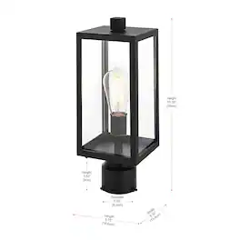 Elegant Lighting - Veda 15 inch Outdoor Post light in Black - Black And Clear