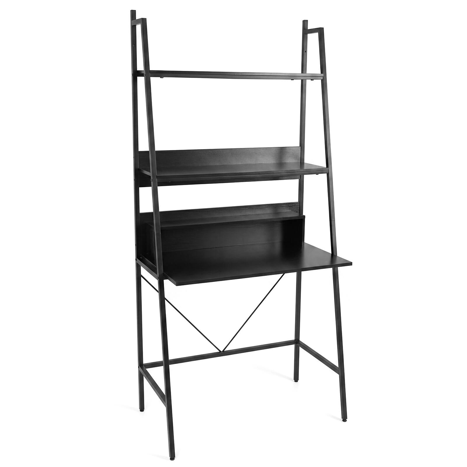Alt View 9. Costway - Costway Ladder Computer Desk, 3-Tier Home Office Writing Study Table with Storage Shelves - Black.