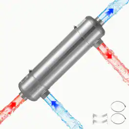 VEVOR - Pool Heat Exchanger, 210K BTU Swimming Pool Heater Exchanger, 316L Stainless Steel Construction, High Efficiency Water - Silver