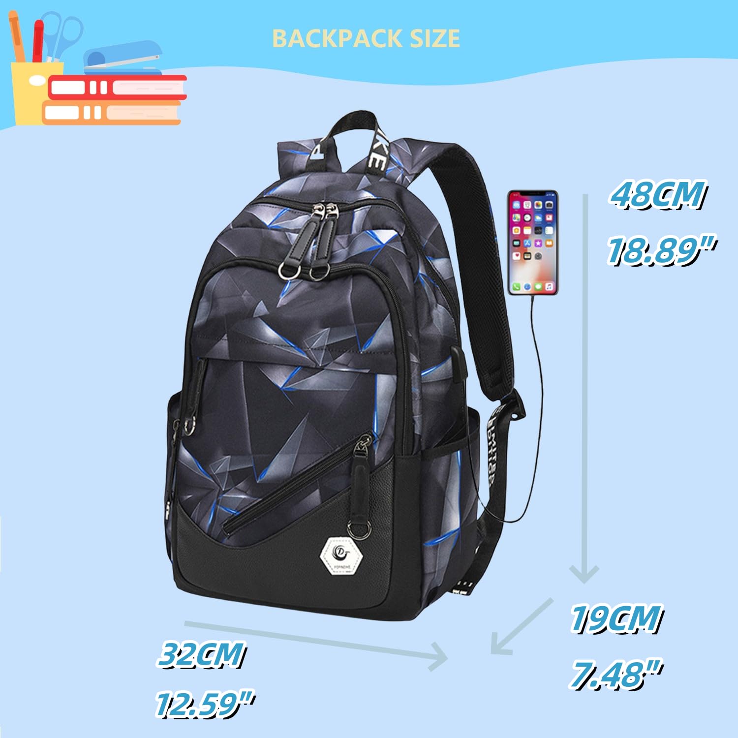 BACKPACK SIZE

48CM 18.89"

32CM 12.59"

19CM 7.48"