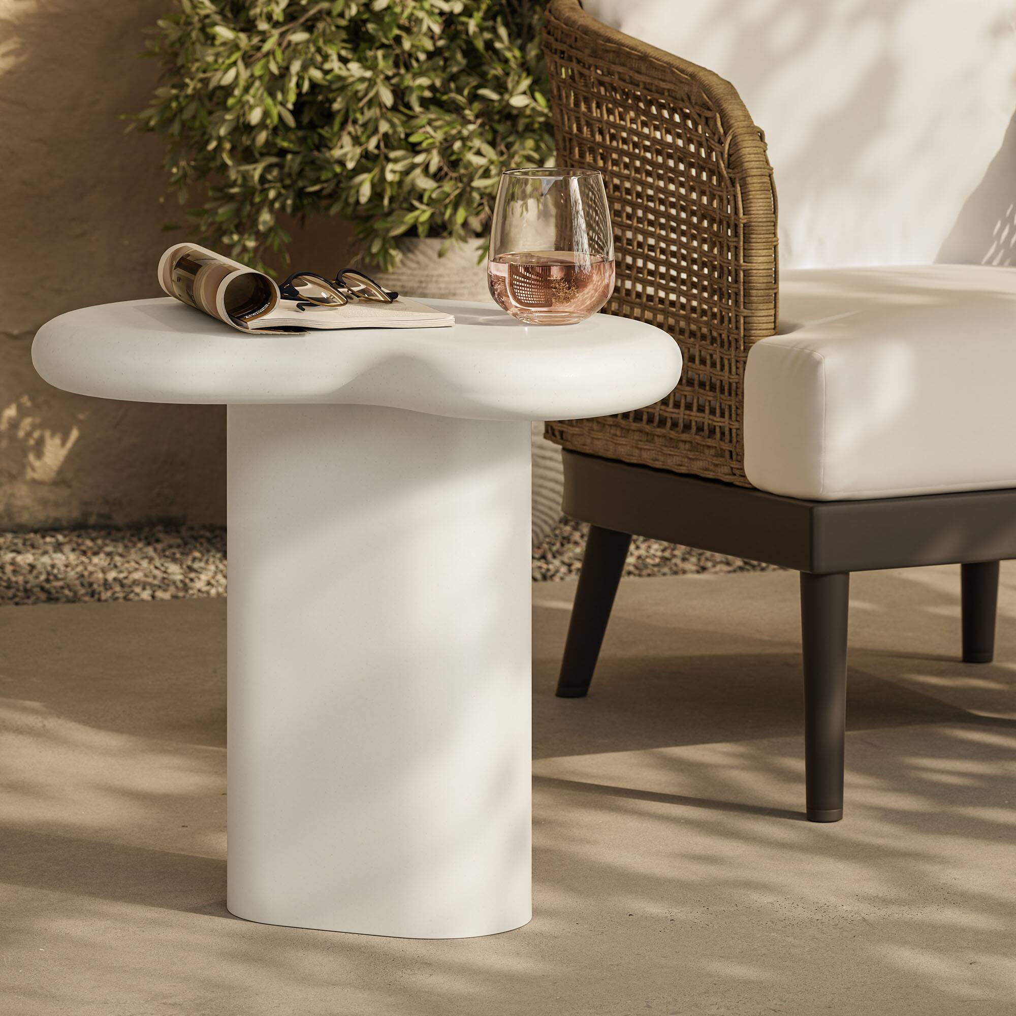 Front. Modway - Elowen Outdoor Patio Side Table by Modway - White.