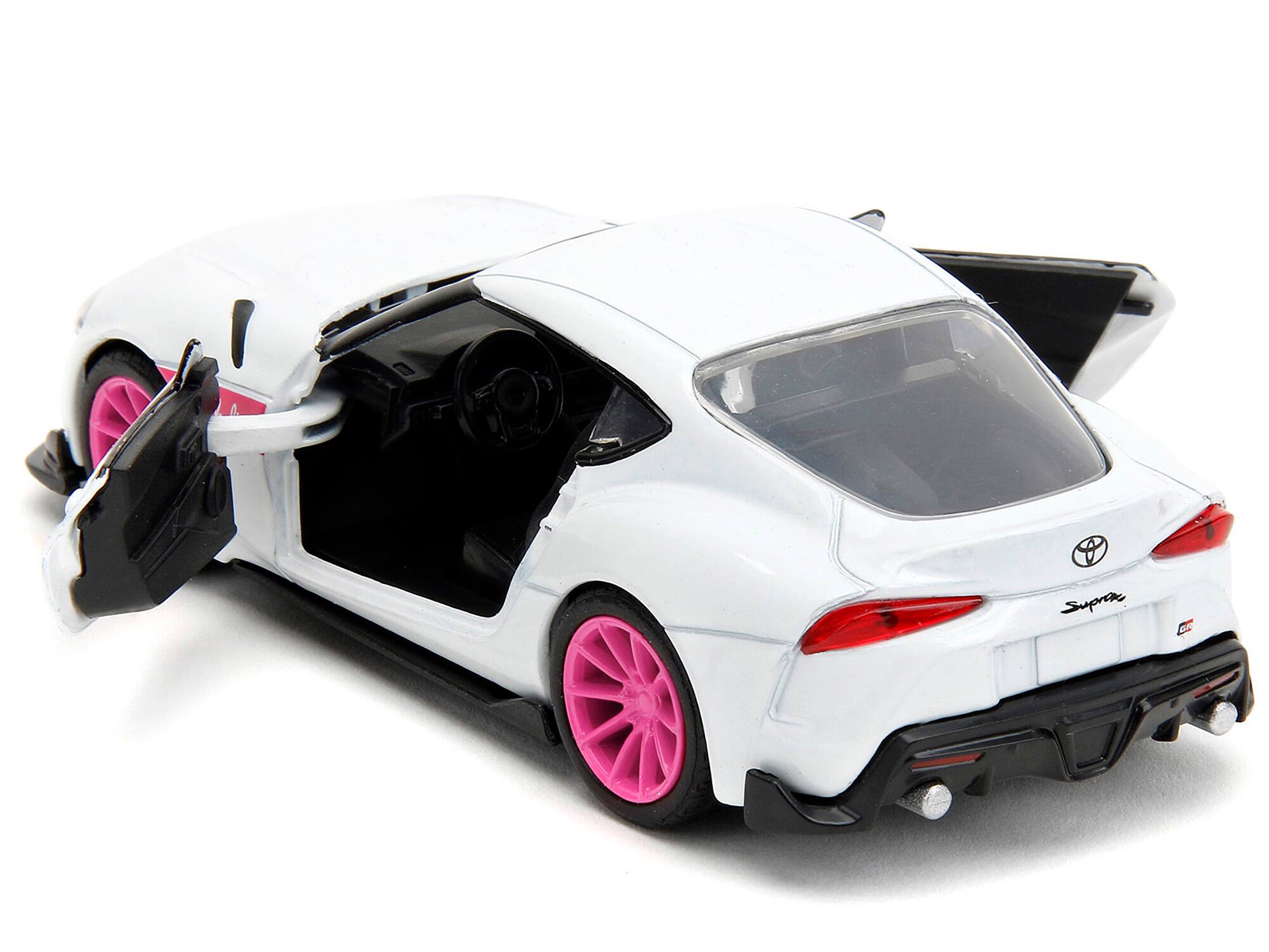 Back. Jada - 2020 Toyota Supra White Metallic with Pink Wheels "Pink Slips" Series 1/32 Diecast Model Car by Jada - White Metallic With Pink.
