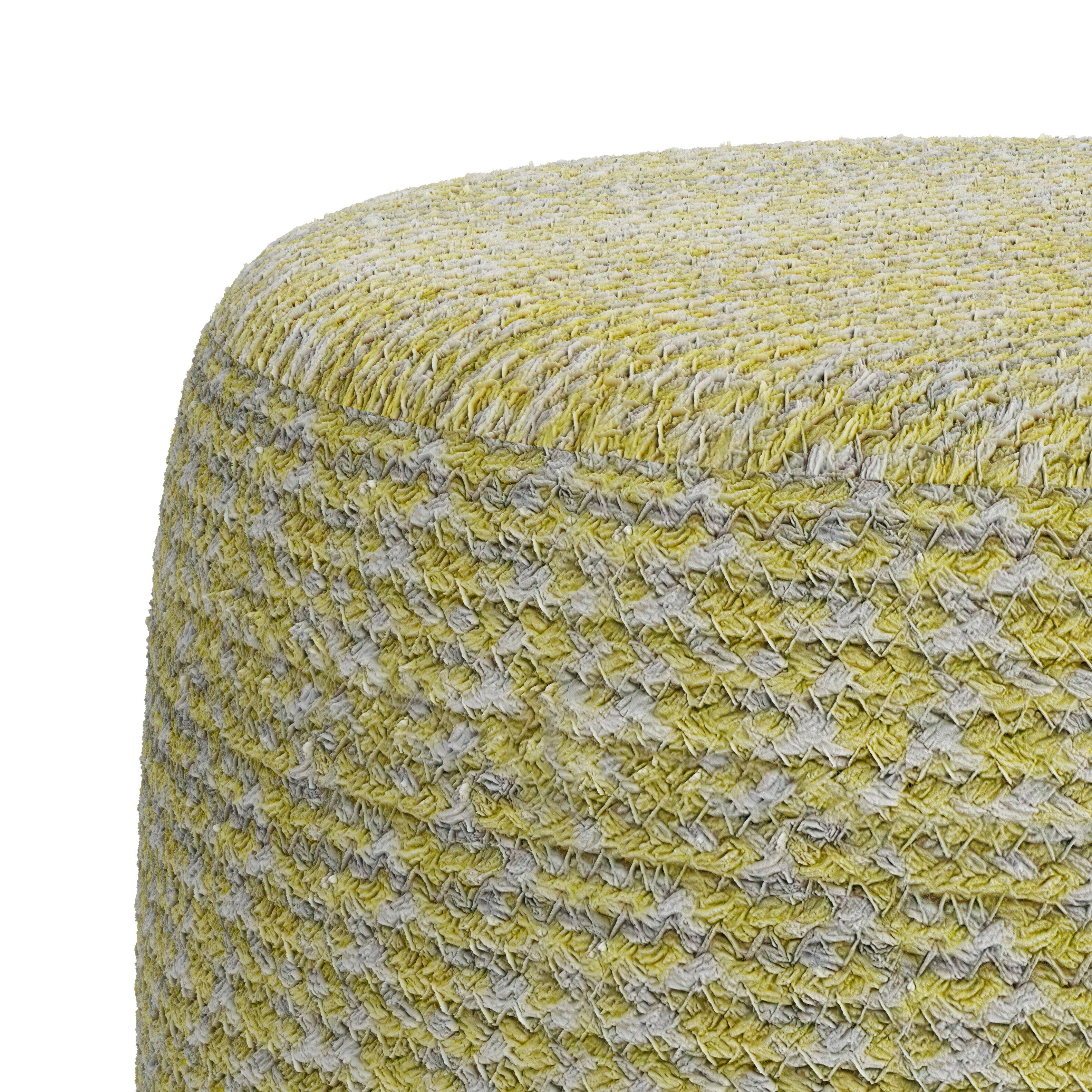Left. Simpli Home - Bayley Round Braided Pouf - Muted Yellow and Natural.