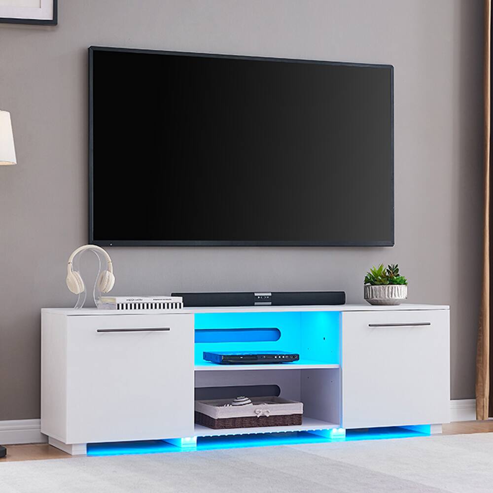 Front. Living Essentials Corp - Medford TV Console White - White.