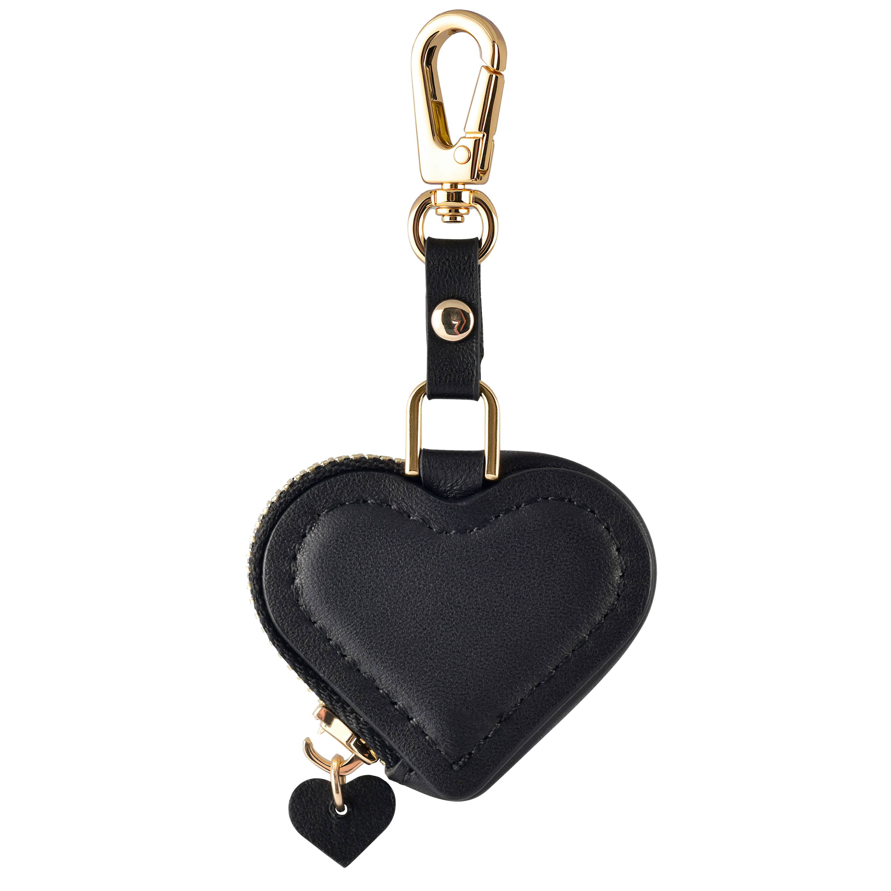 Angle. Posh Tech - Heart Bag Charm for Airtag® - Black.